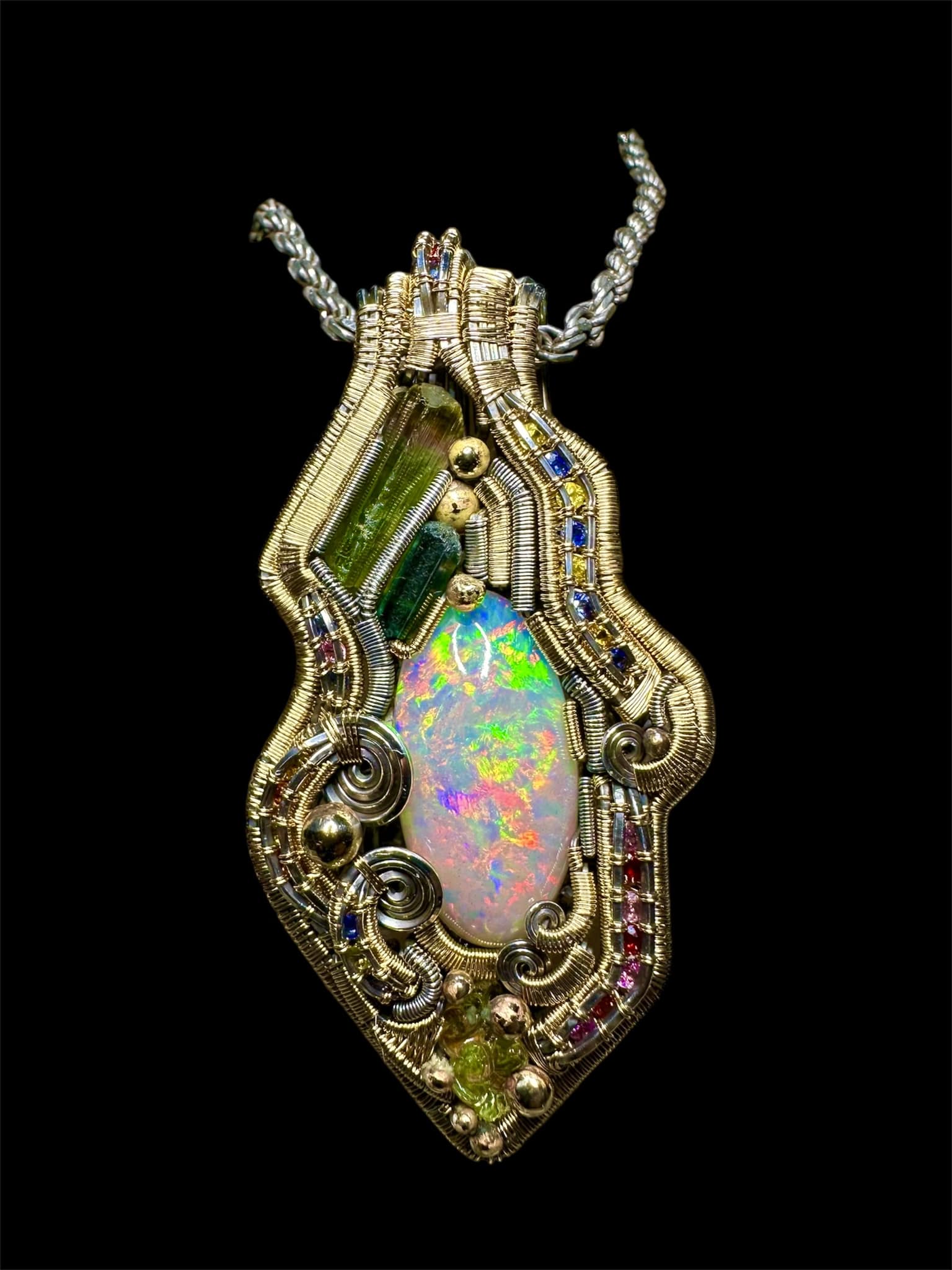 Bi-Colored Tourmaline, Diamond, 14k Pendant sold at auction on 19th January | Fine Estate