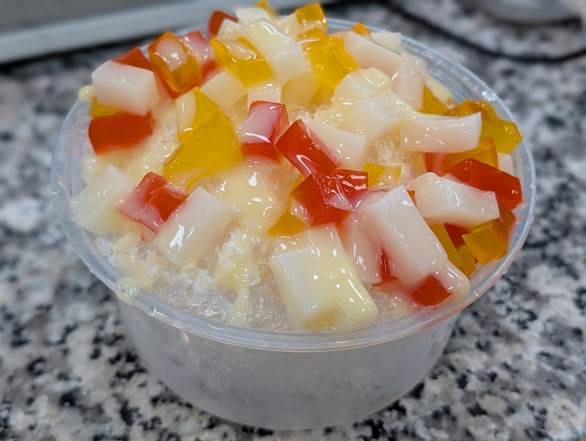 Pho - Lychee Flavor with Fruit Jelly and Condensed milk on Shaved Ice ...
