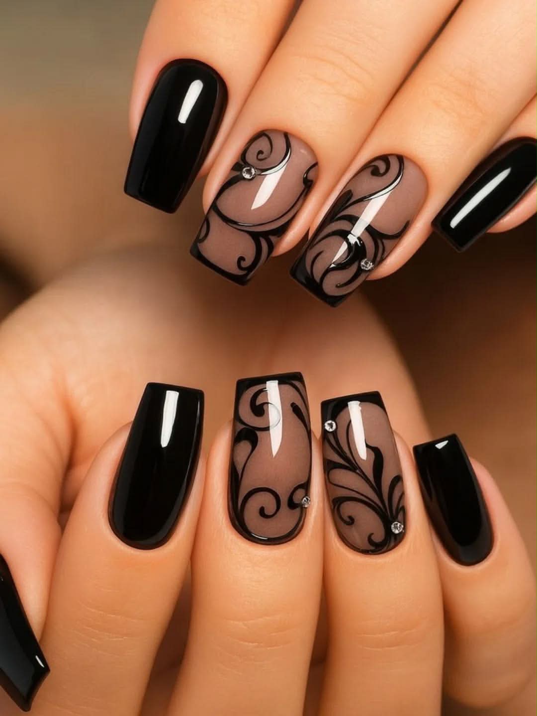 wedding nails for black dress Gothic nail ideas with and silver? first_birthday_tutu Hot Pink Notch Neck Color:Black as Pictures Custom (recommended)