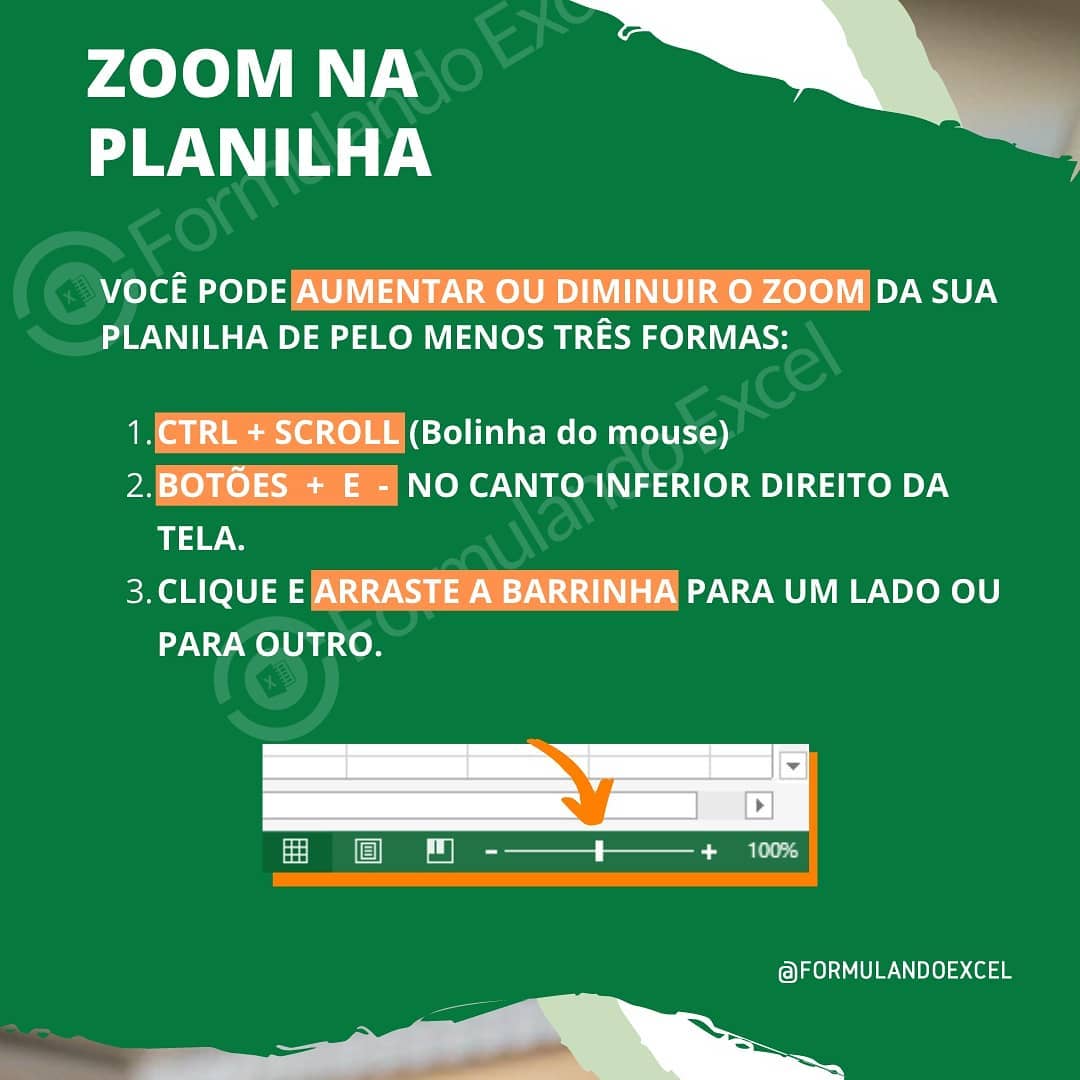 Como o atalho CTRL+SCROLL dar zoom em... - Formulando Excel | Facebook