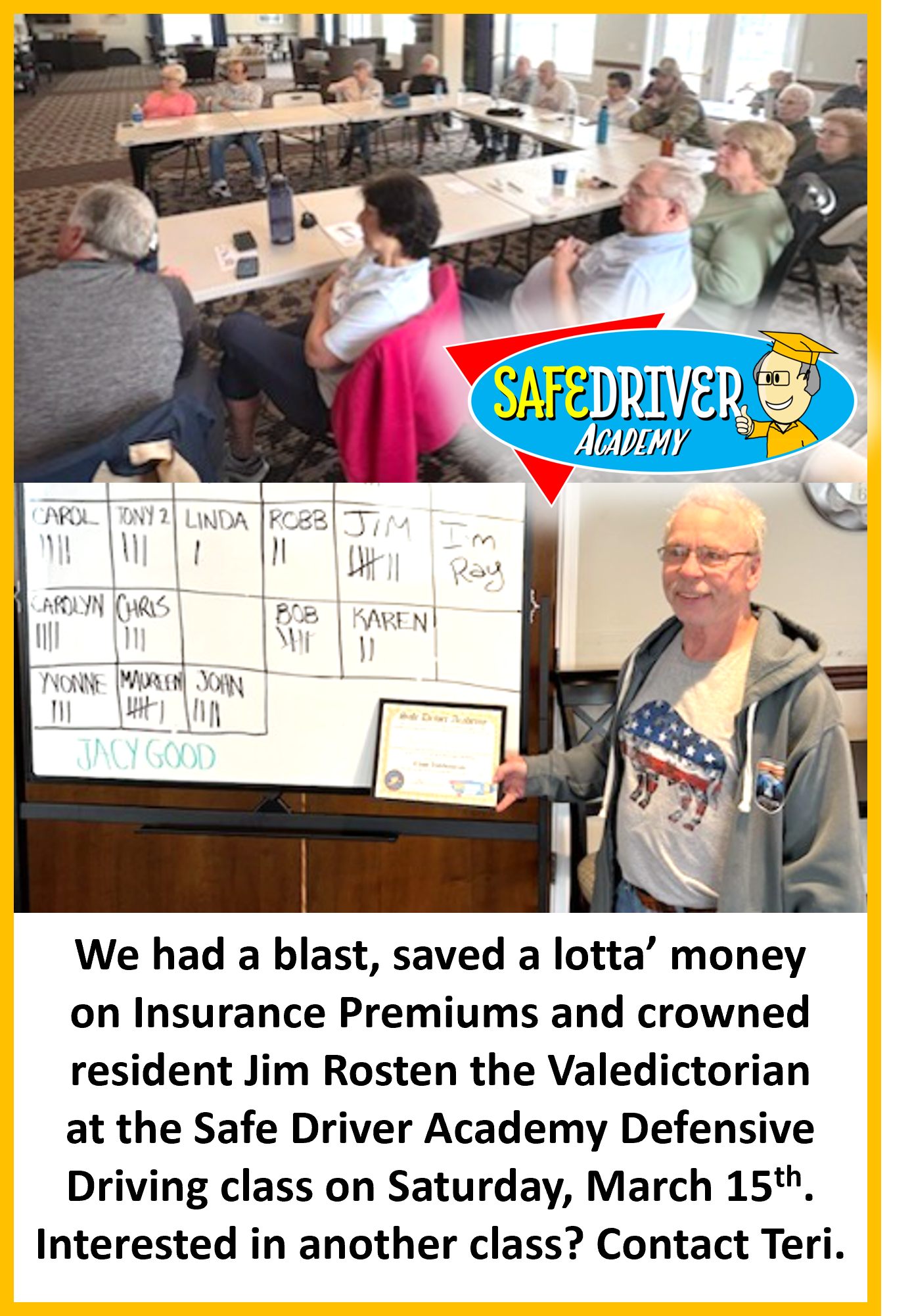 The Belvedere - Our recent Safe drivers academy class. Jim was the ...