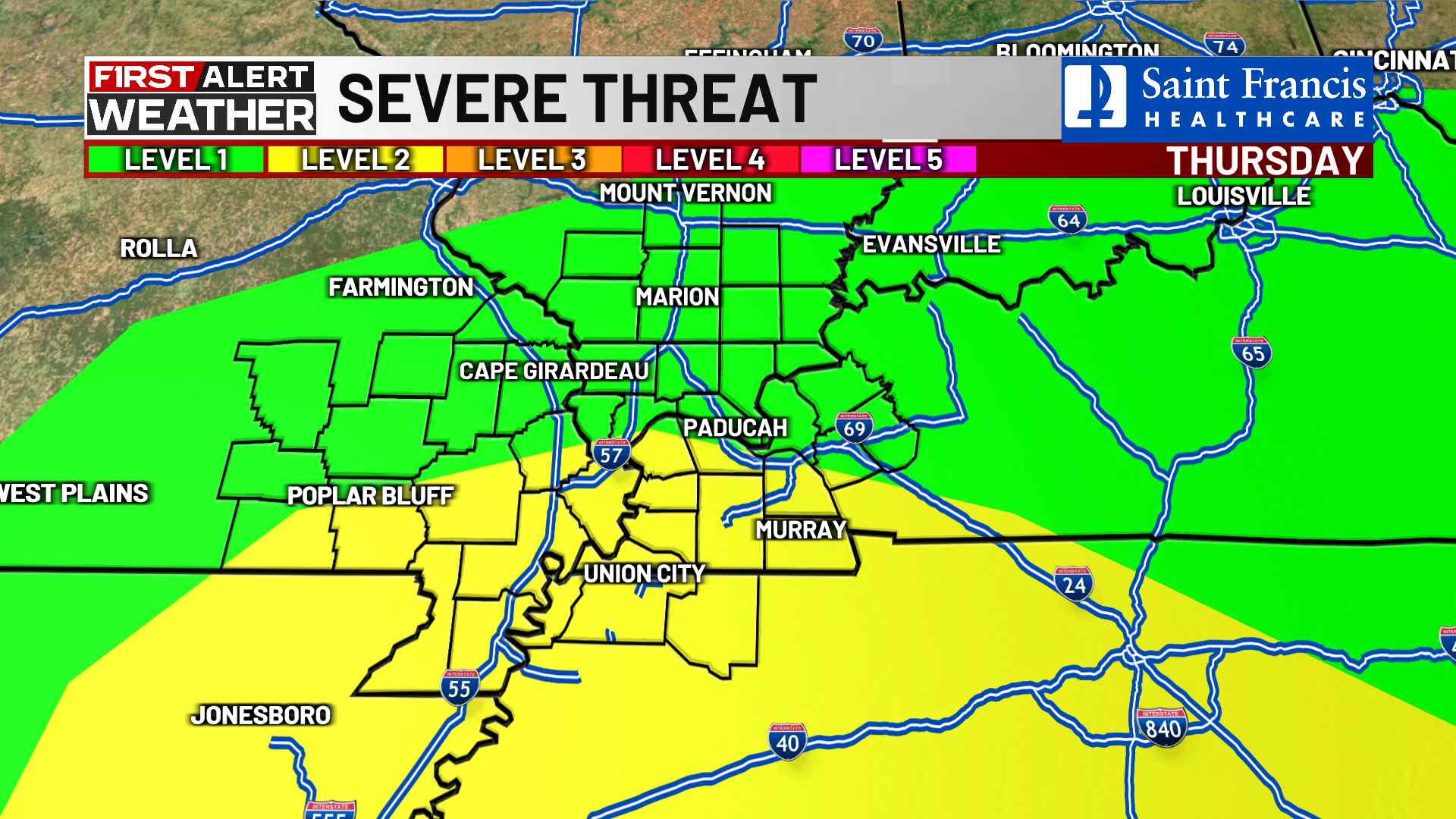 KFVS-TV: Storm Prediction Center's latest update.