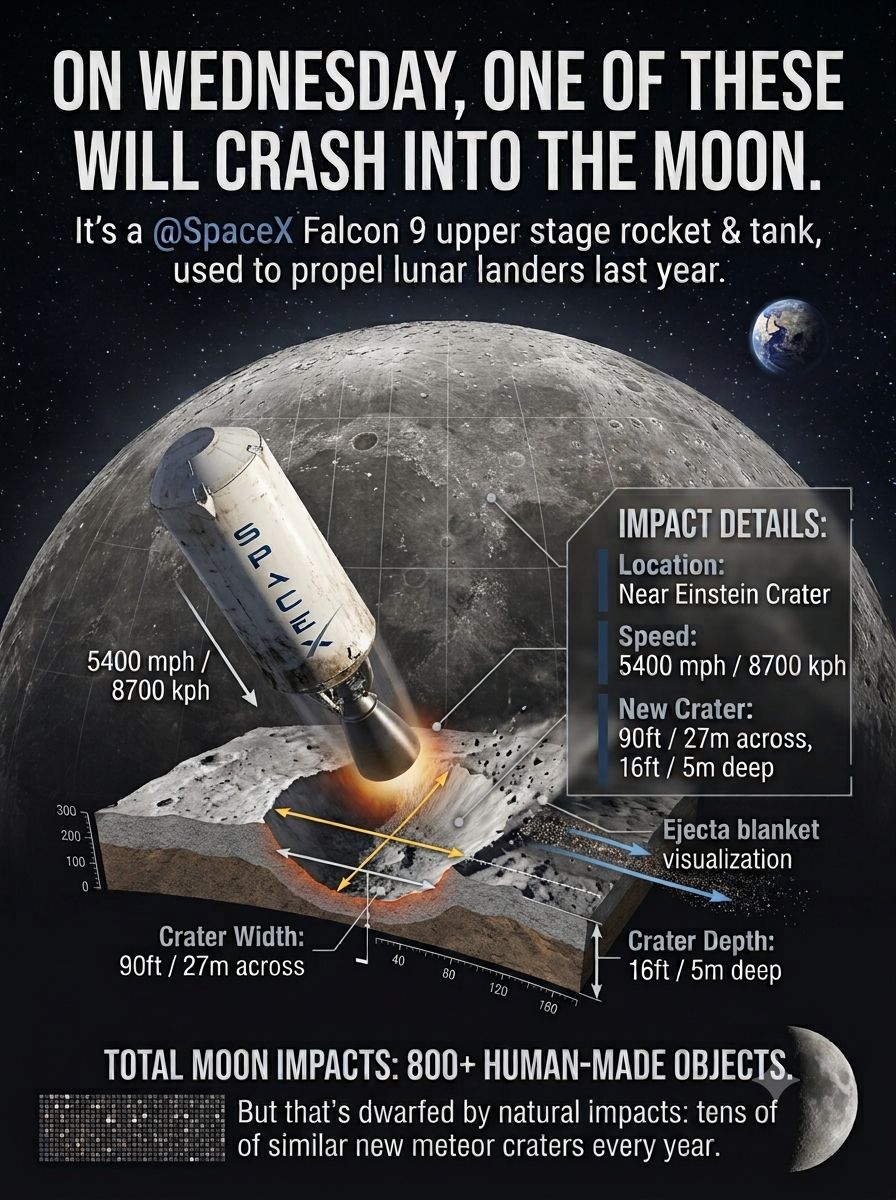 Space - On Wednesday August 5th, a SpaceX Falcon 9 upper stage