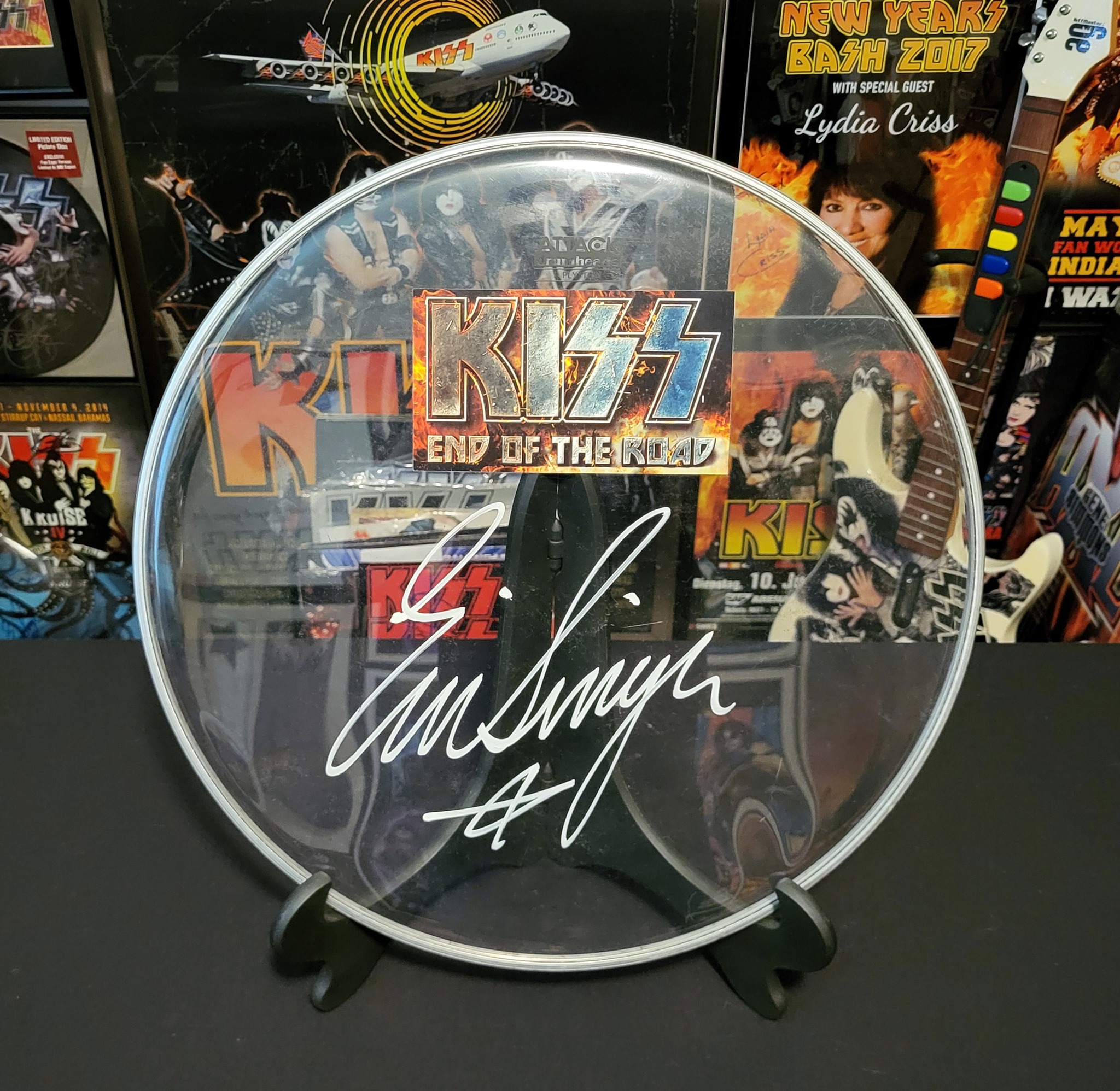 Kiss Eric Singer Signed Drum Head Autograph for Sale