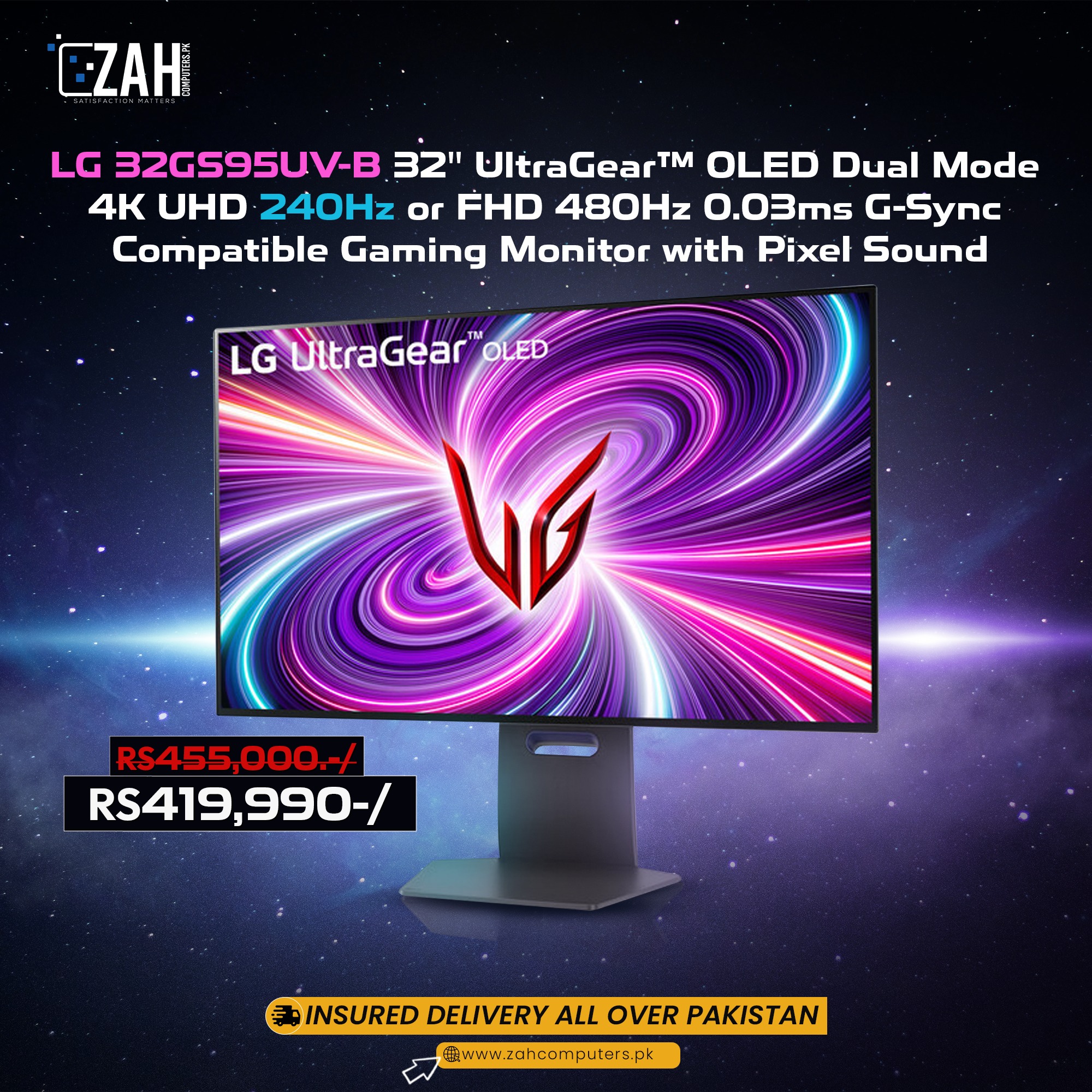 New LG ‎32GS95UV 32-inch Ultragear OLED Gaming Monitor | New 