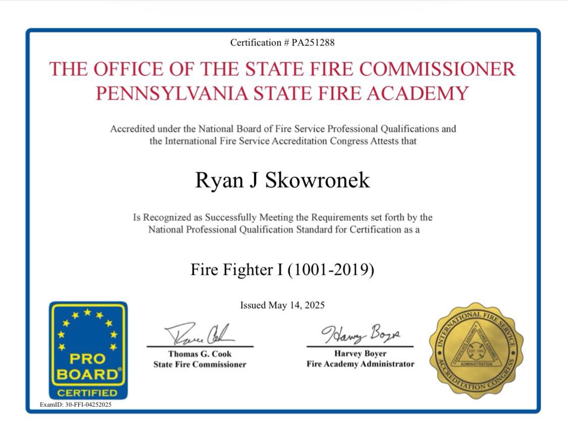 East - Congratulations to Firefighter Ryan Skowronek for the ...