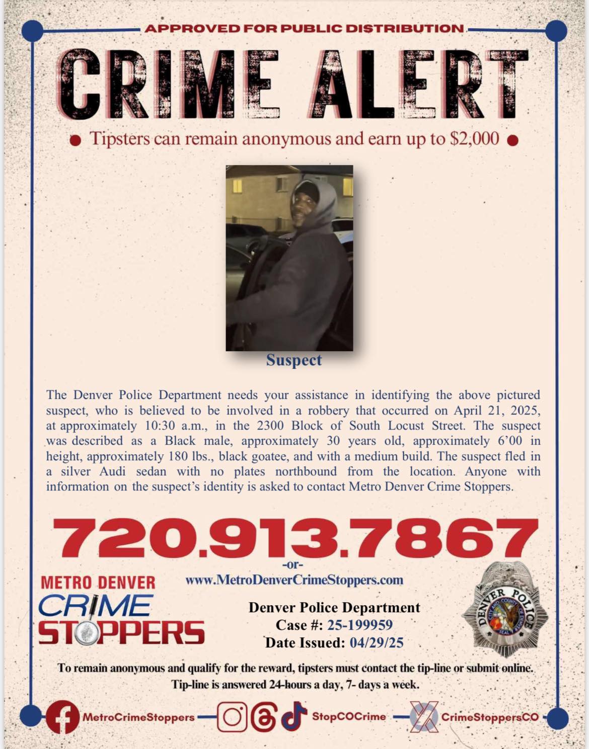 Metro - 🚨ROBBERY🚨 Denver Police seek help identifying a suspect ...