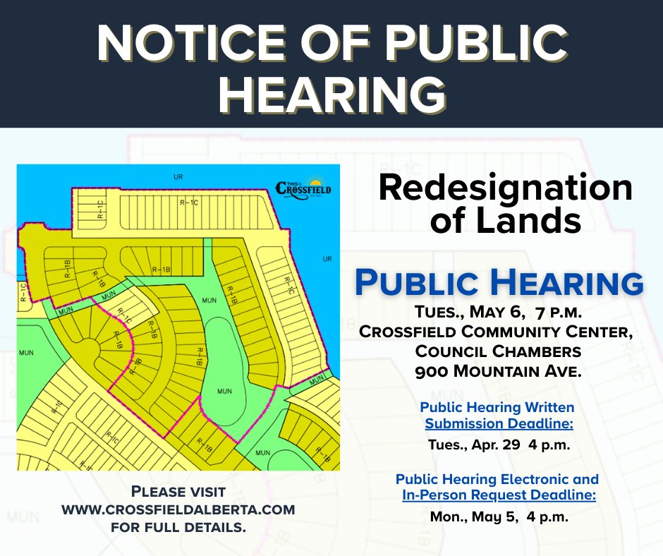 Notice of Public Hearing. Please... - Town of Crossfield | Facebook