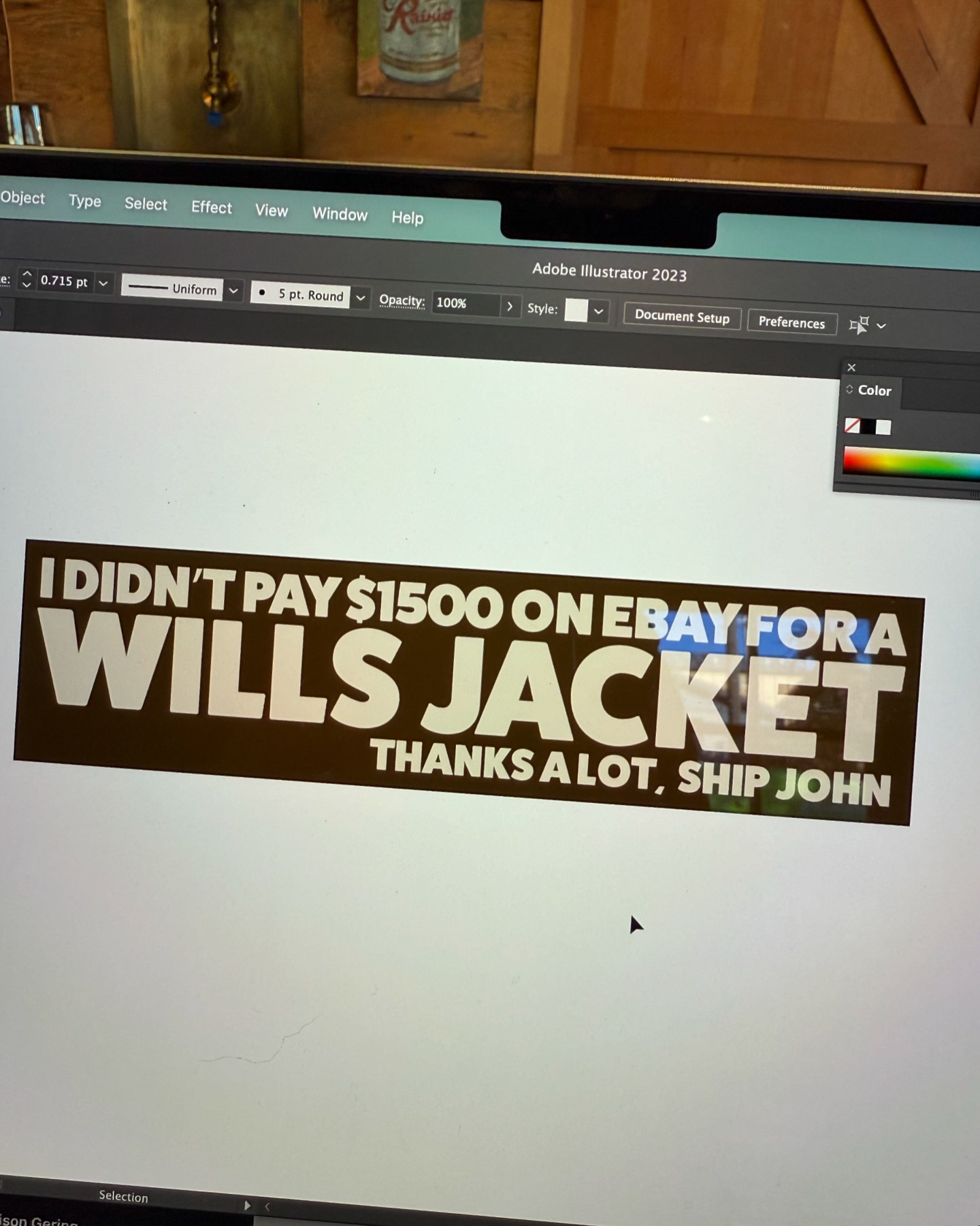 Ship John - New bumper sticker for the Wills relaunch next...
