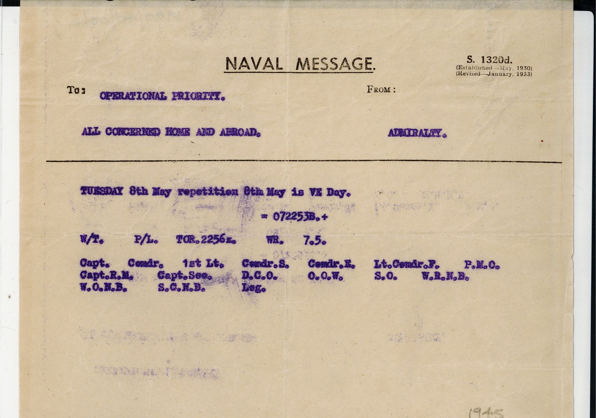 Fleet - #OnThisDay in 1945, the message the world had waited for ...