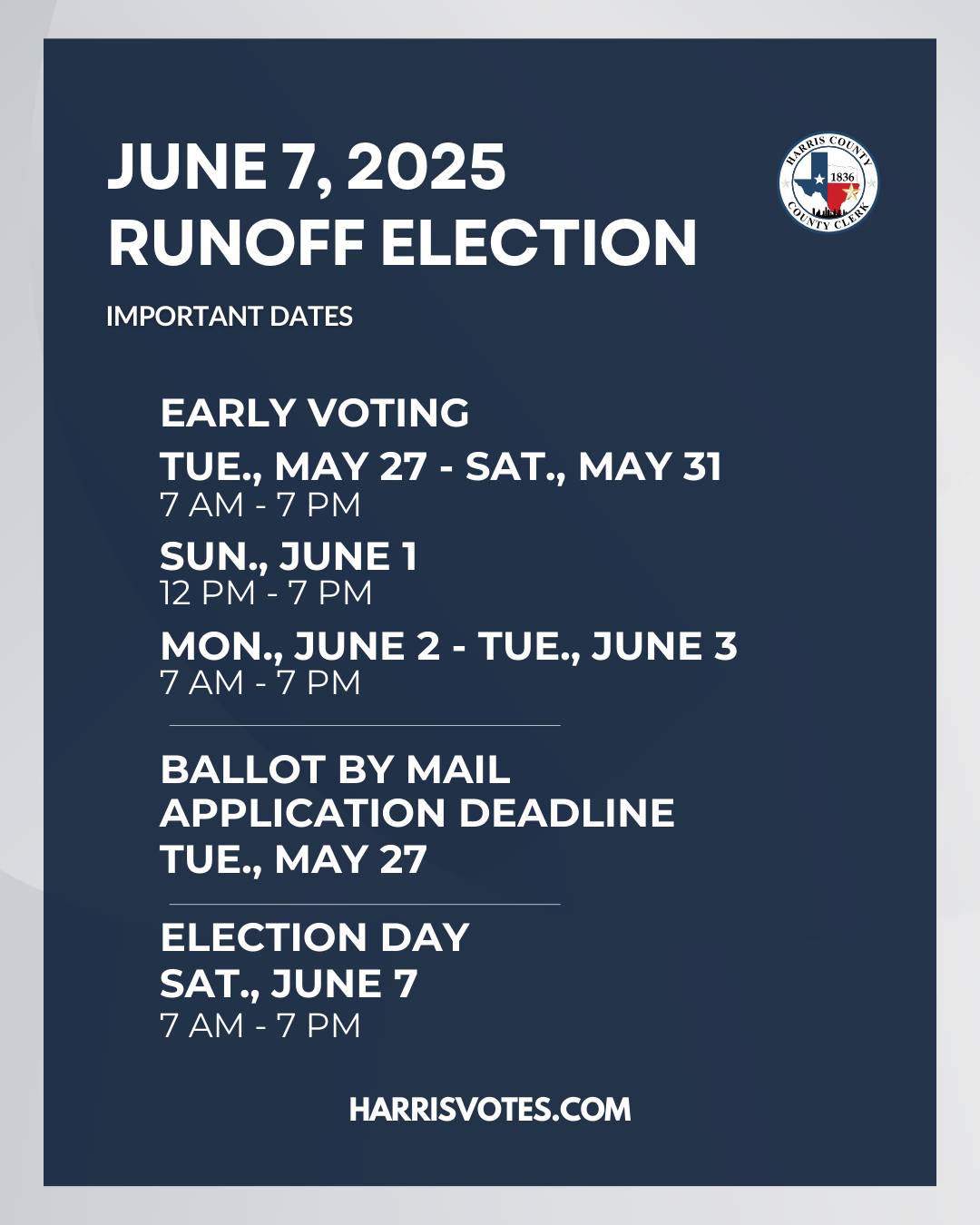 Harris - Guess what? There's a runoff! Mark your calendar: the next ...