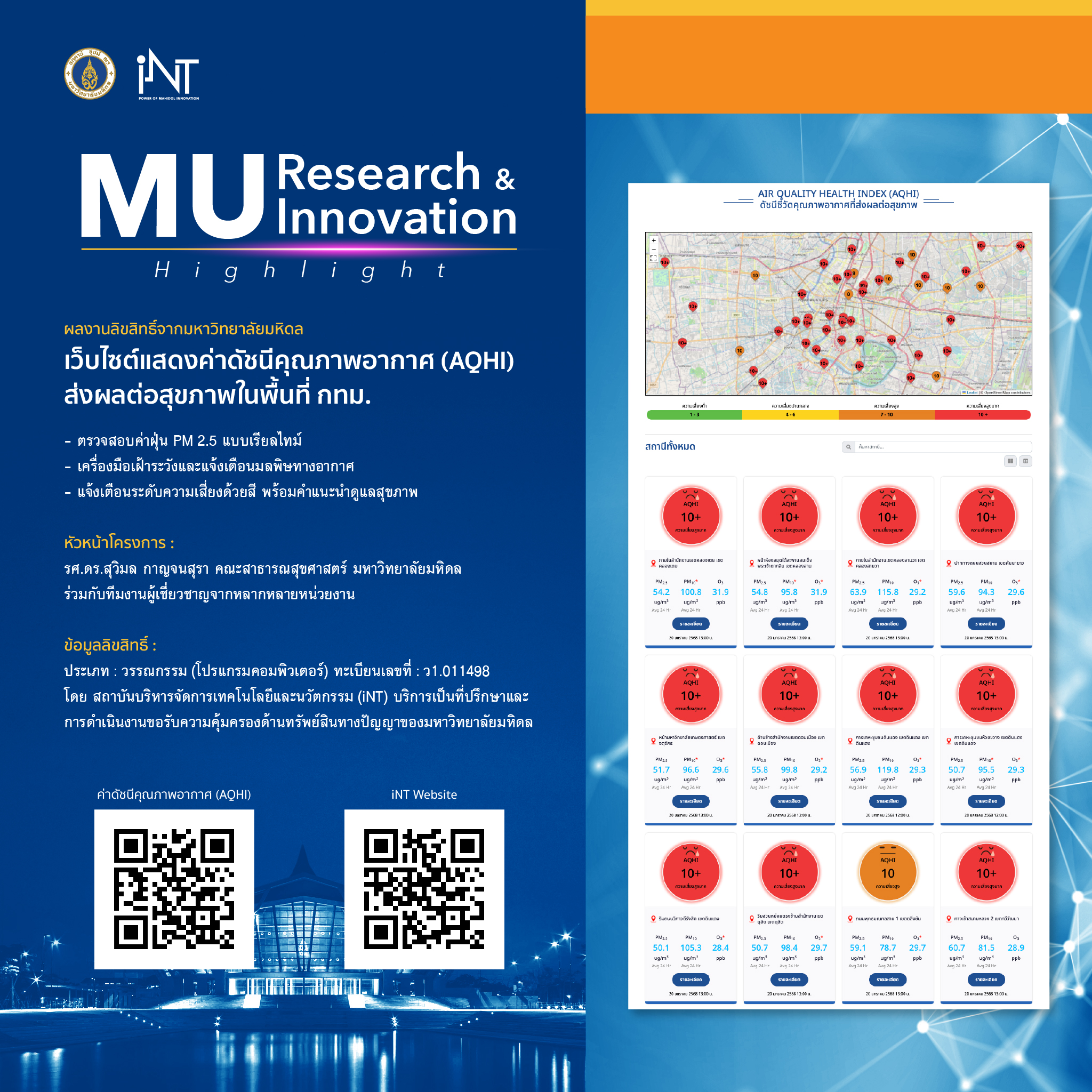 INT - 🌟 MU Research & Innovation Highlight 🌟 เช็คค่าฝุ่น PM 2.5 แบบ ...
