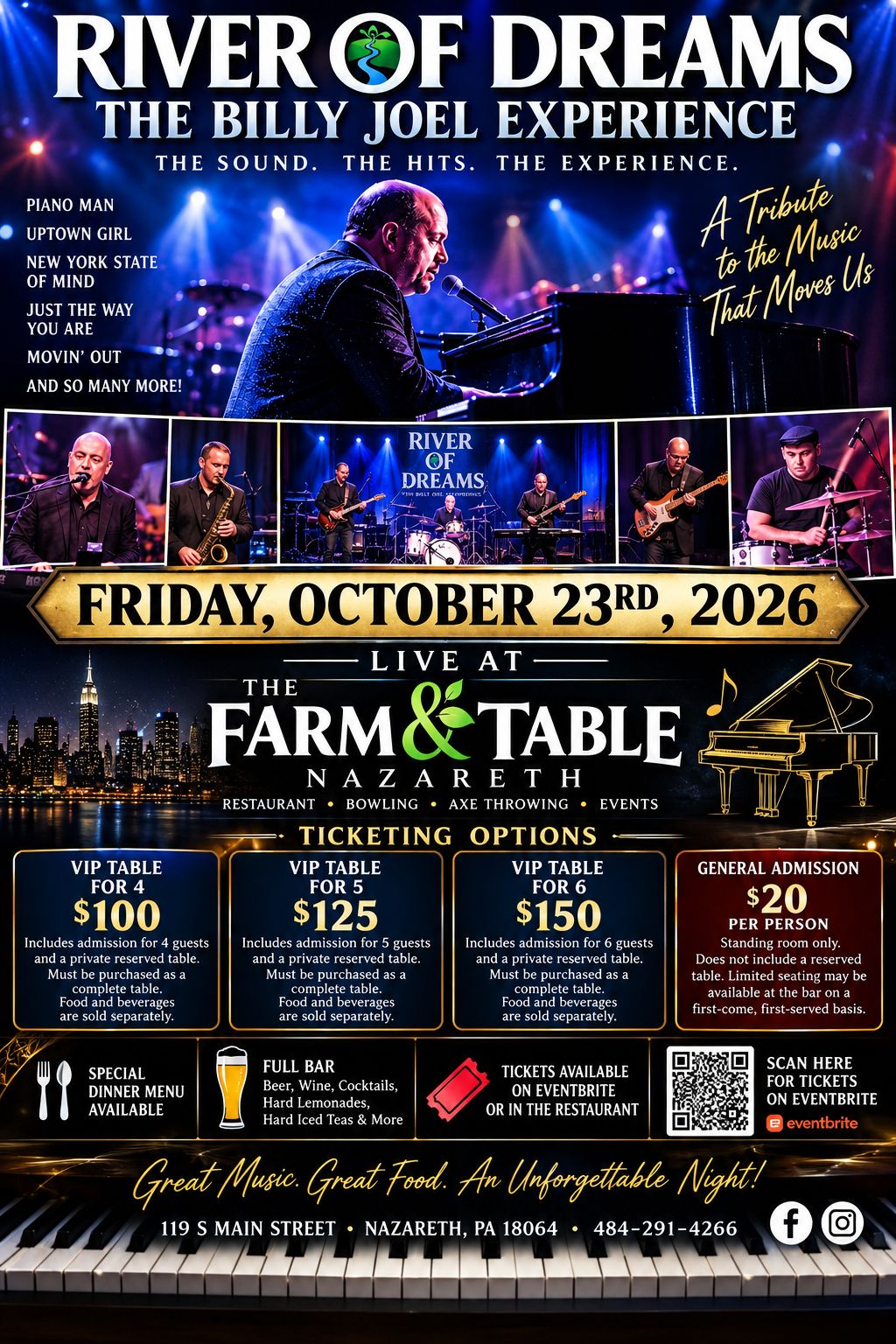 Piano Man Live: Billy Joel Tribute at The Farm & Table in Nazareth
