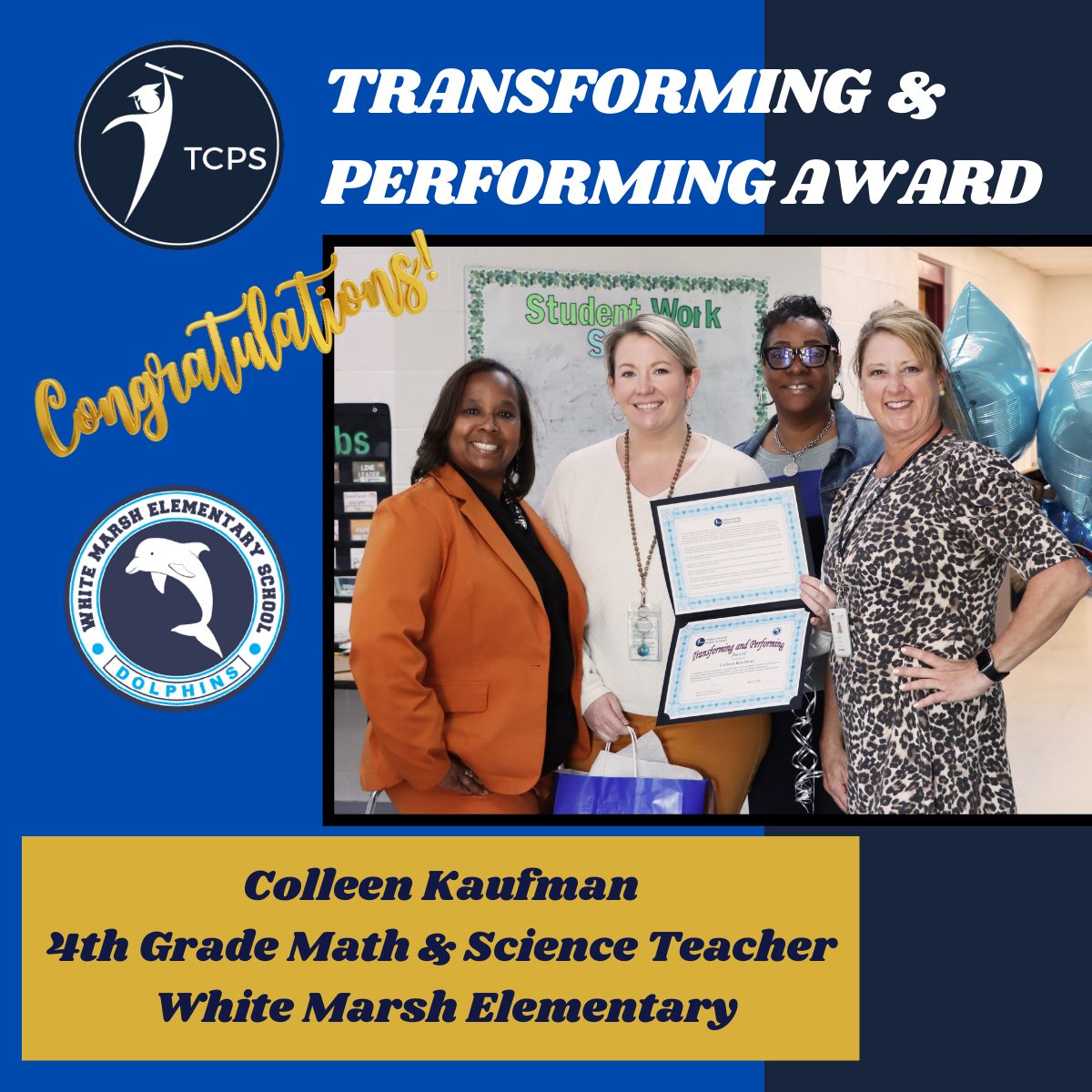 Talbot - CONGRATULATIONS to Ms. Colleen Kaufman, WMES 4th grade math ...