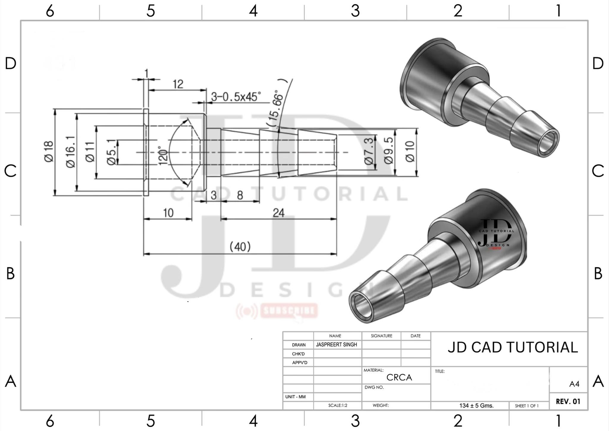 Jd - 3D Drawing For Practice. CAD file is uploaded on my Telegram ...