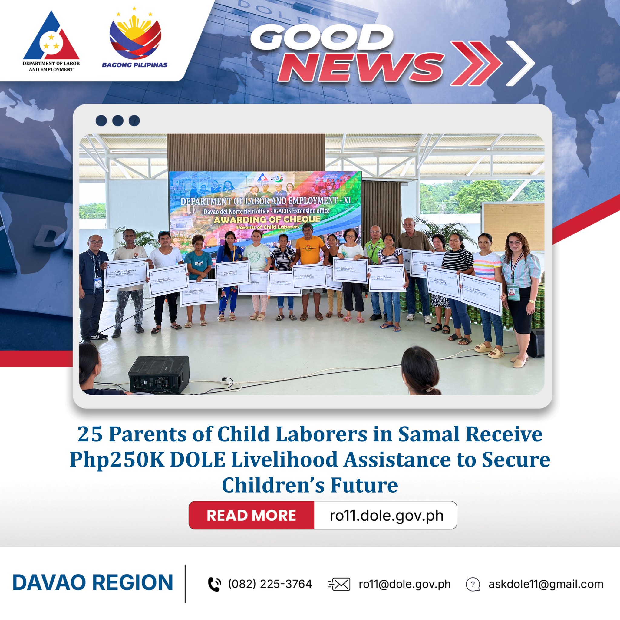 𝐆𝐎𝐎𝐃 𝐍𝐄𝐖𝐒 | 𝟐𝟓 𝐏𝐚𝐫𝐞𝐧𝐭𝐬 𝐨𝐟 𝐂𝐡𝐢𝐥𝐝 𝐋𝐚𝐛𝐨𝐫𝐞𝐫𝐬 𝐢𝐧 𝐒𝐚𝐦𝐚𝐥 𝐑𝐞𝐜𝐞𝐢𝐯𝐞 𝐏𝐡𝐩𝟐𝟓𝟎𝐊 𝐃𝐎𝐋𝐄 ...