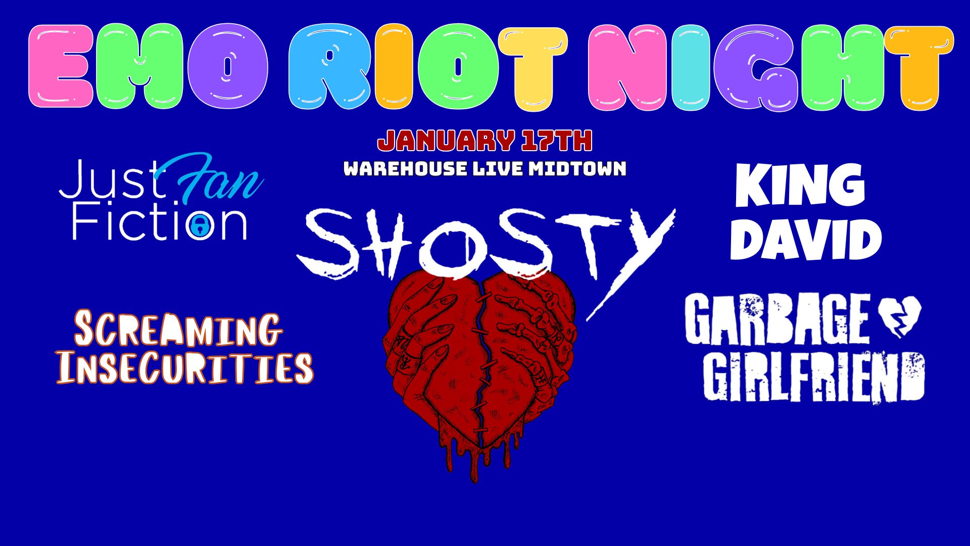 EMO RIOT NIGHT at Warehouse Live Midtown Saturday January 17, 2026