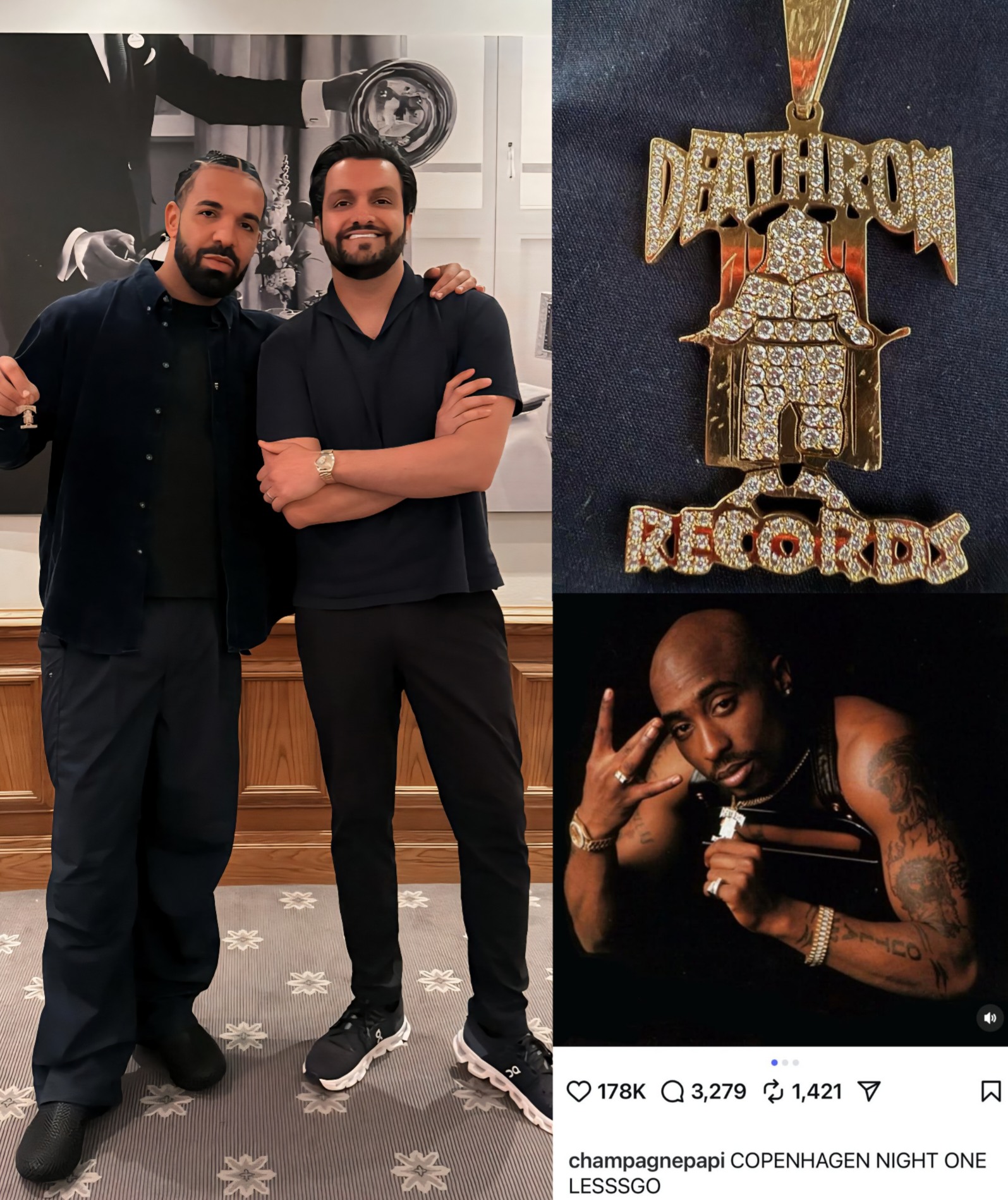 Rap - #Drake purchased #Tupac’s Death Row pendant and just flexed it on ...
