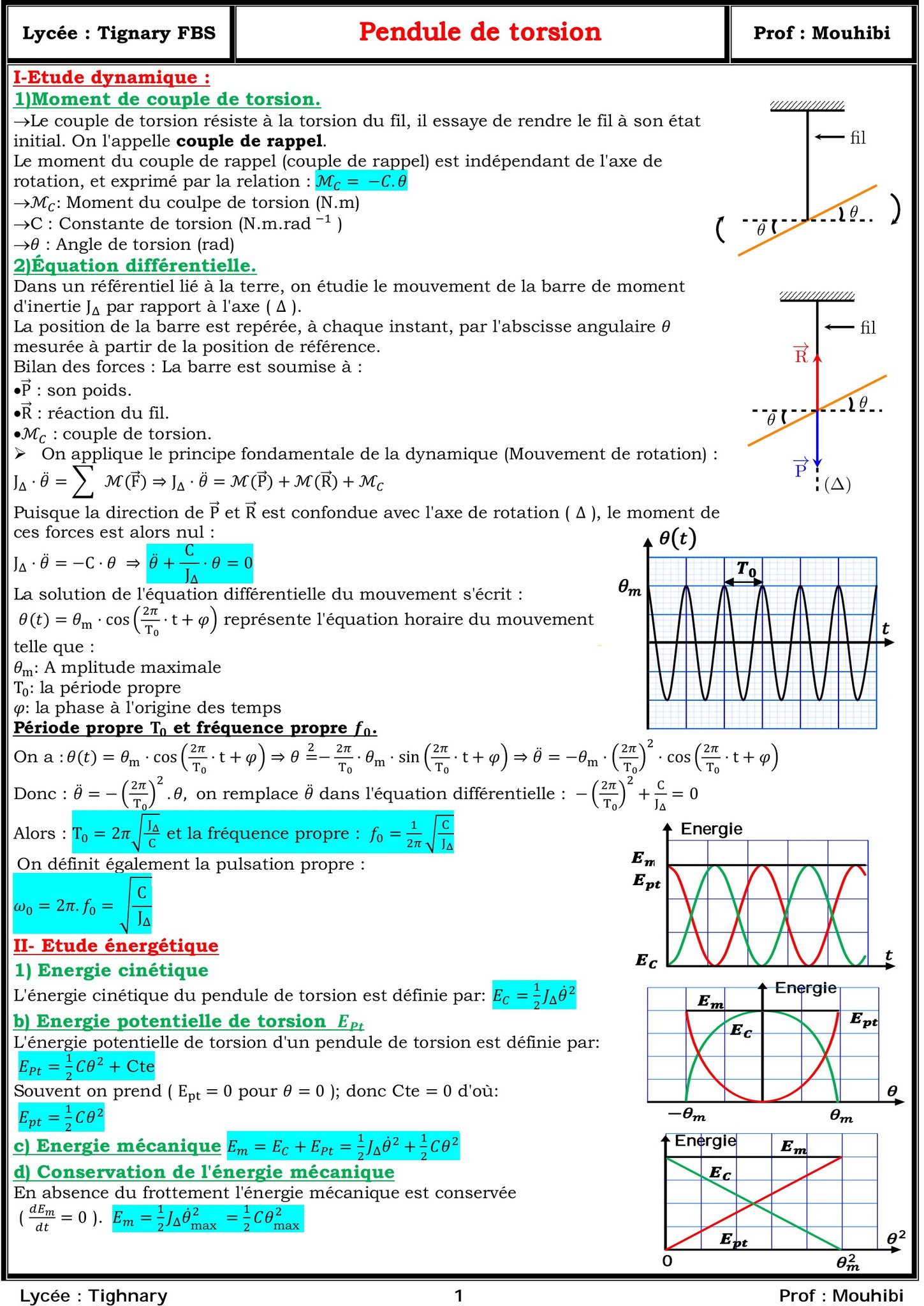 PHYSIQUE CHIMIE TC ,1 BAC et 2 BAC BIOF 🎓🎓 | Pendule de torsion | Facebook