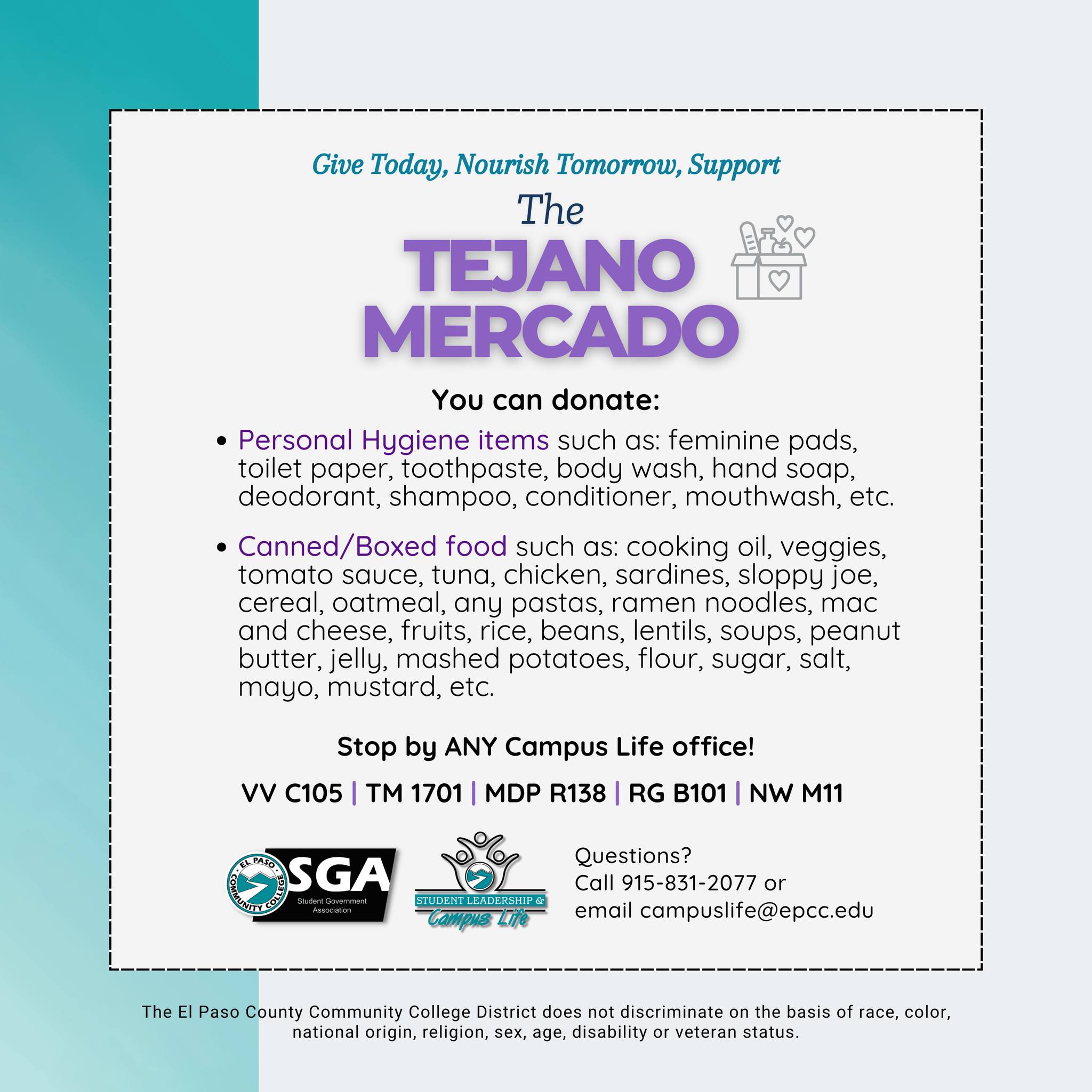 El - Donate personal hygiene items and canned/boxed food to any Campus ...