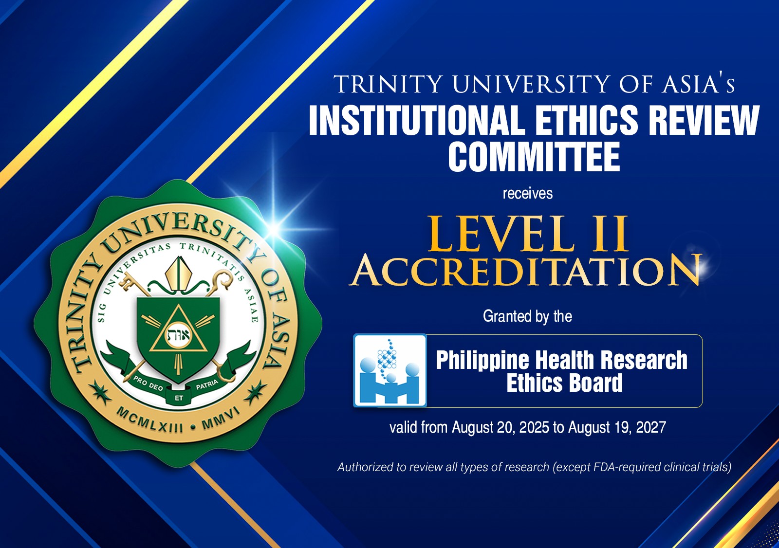 Trinity - TUA's Ethics Review Committee receives Level 2 Accreditation ...