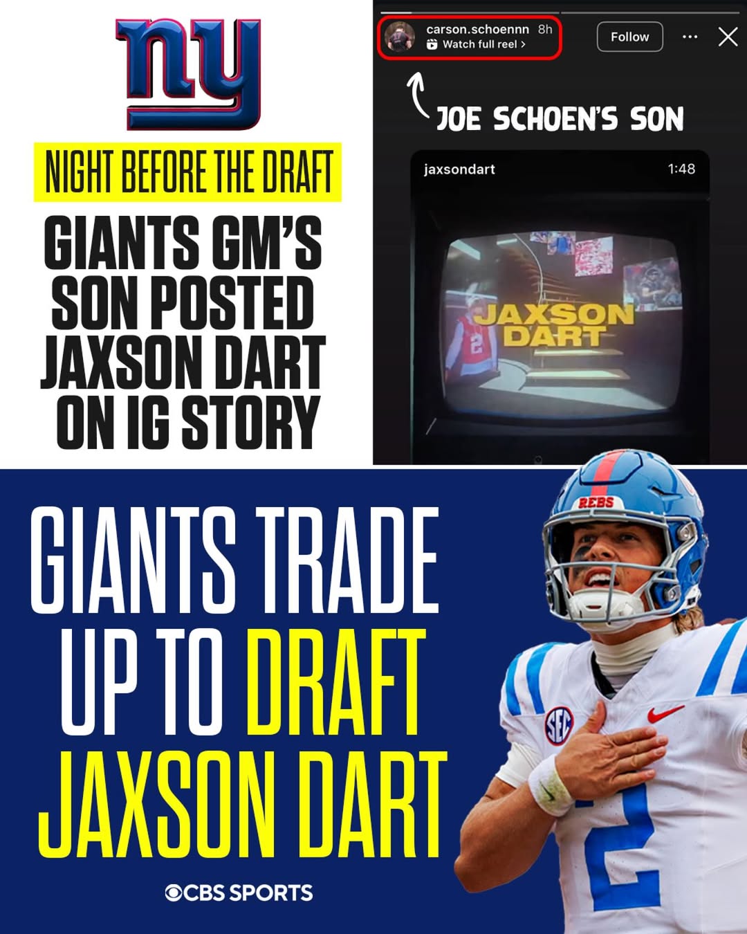 Giants GM’s son hinted... - New York Giants on CBS Sports | Facebook
