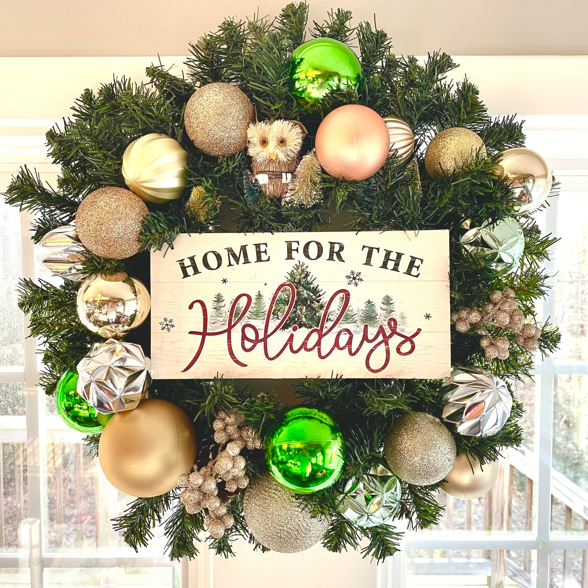 Festive Kirkland Signature holiday wreath is pre-lit with LED
