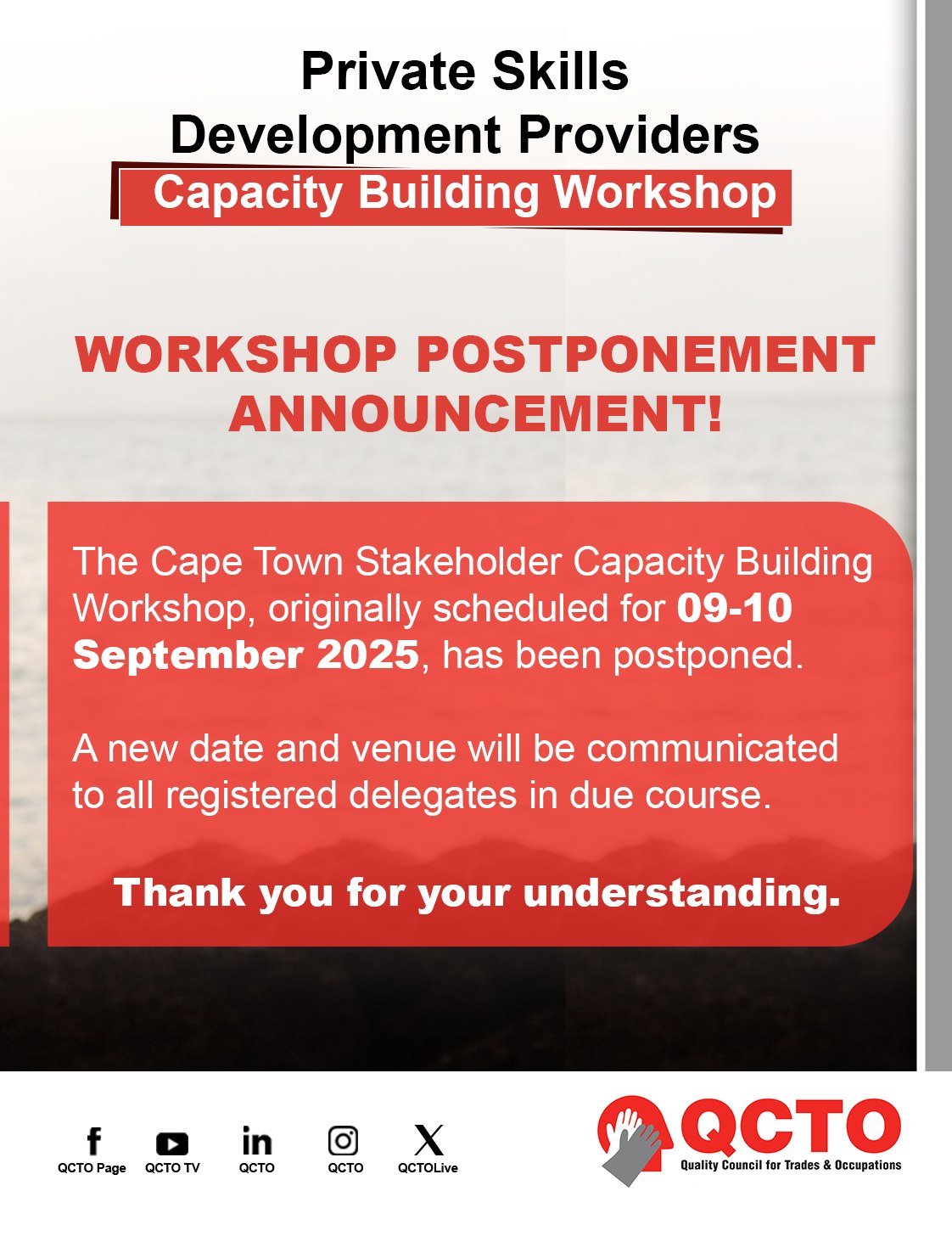 APPETD - 📢 IMPORTANT ANNOUNCEMENT 📢 The QCTO Cape Town... | Facebook