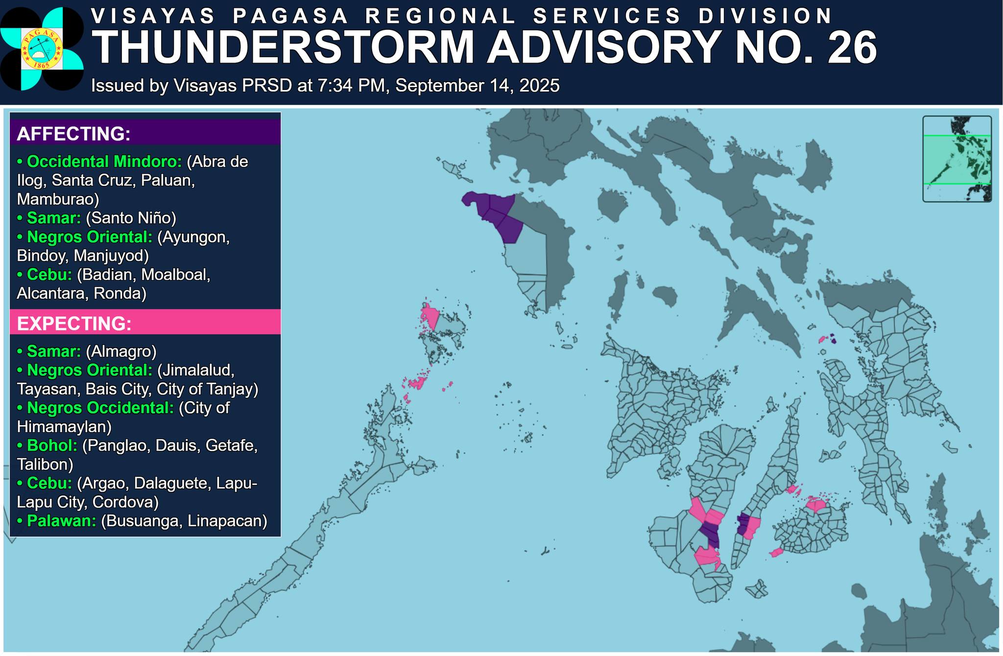 Thunderstorm Advisory No. 26... - PAGASA Visayas PRSD | Facebook