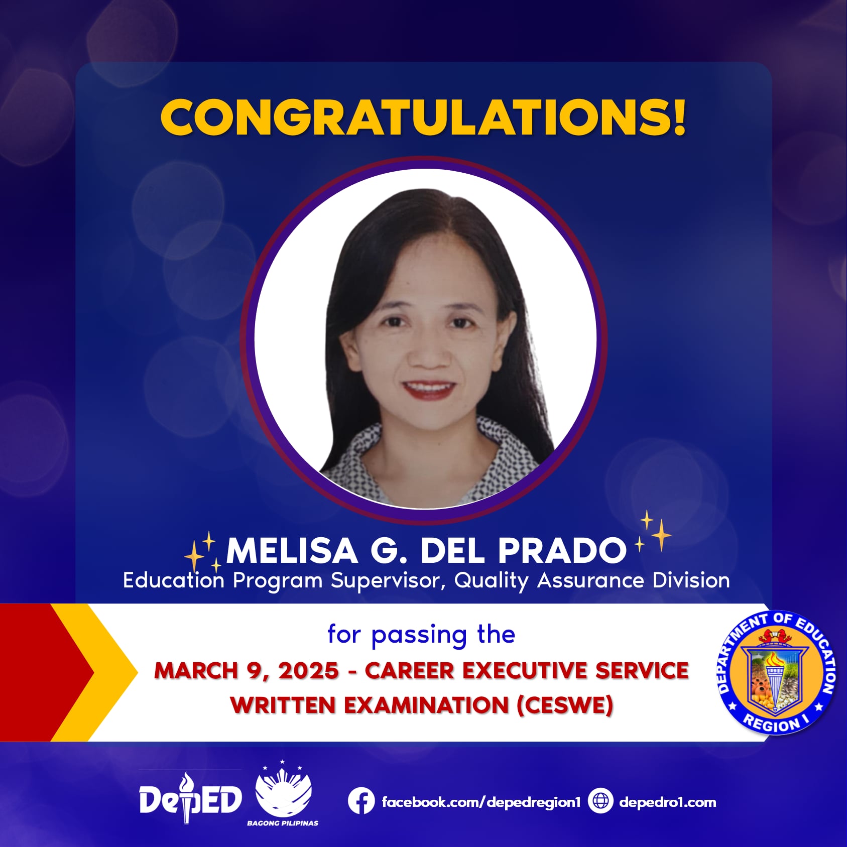 DepEd Region I - ⭐️ 𝐏𝐑𝐈𝐃𝐄 𝐎𝐅 𝐃𝐄𝐏𝐄𝐃! Congratulations, Ma'am... | Facebook