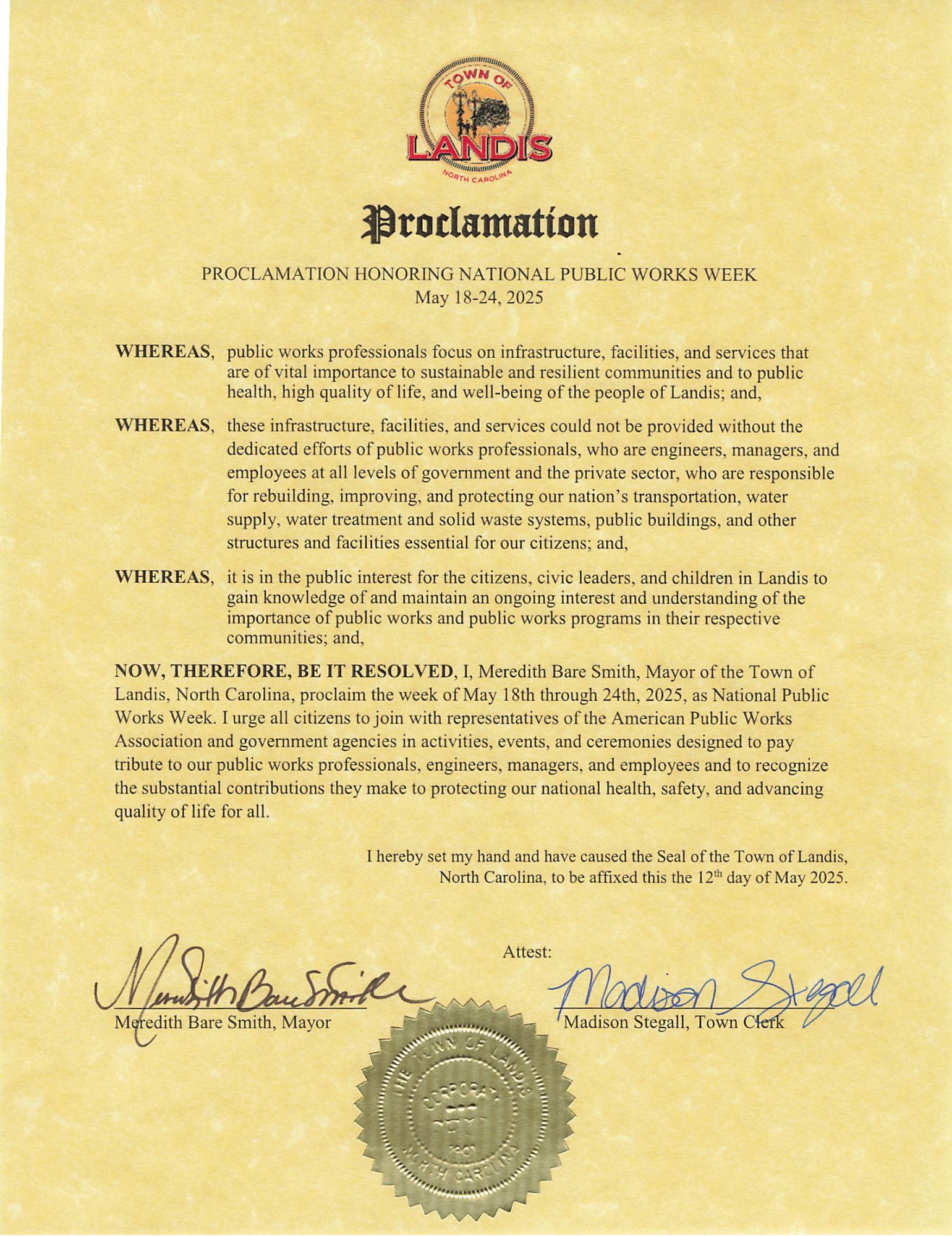 Town - 🚧 Public Works Week Proclamation 🚧 This week, the Town of Landis ...