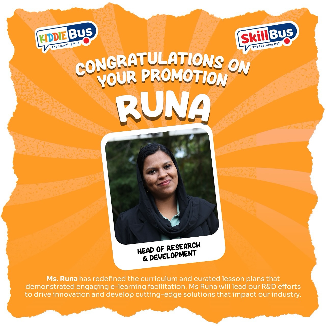 SkillBus - A huge congratulations to Ms. Runa on her... | Facebook