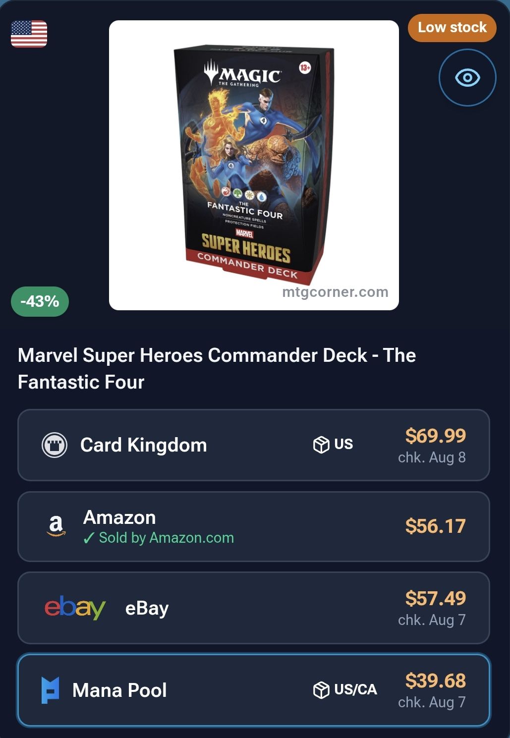 Fantastic Four Commander deck is still sealed, still $39.68