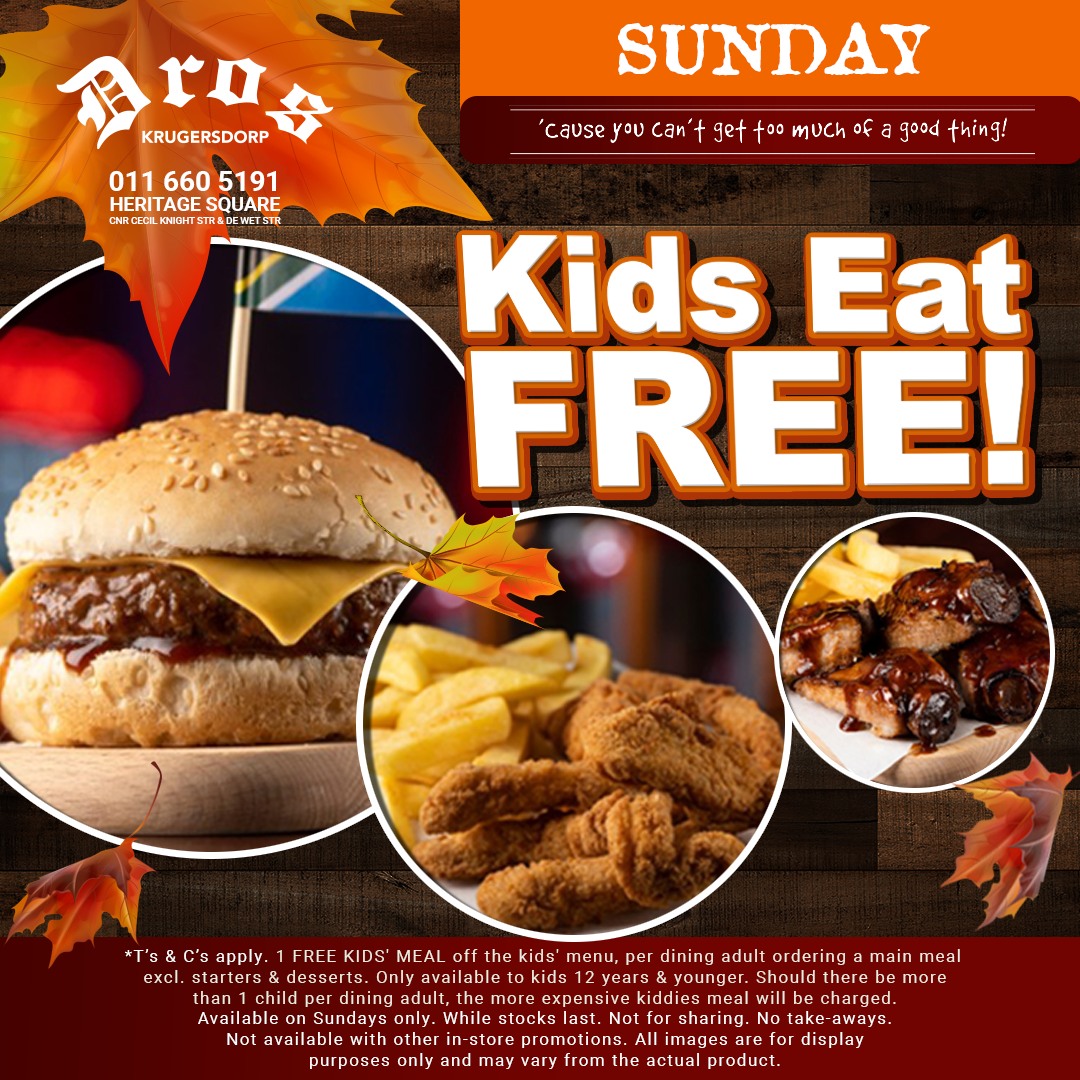 Dros - 🍔🎈 Kids Eat FREE Sundays at Dros Krugersdorp! 🎈🍔 Bring the ...