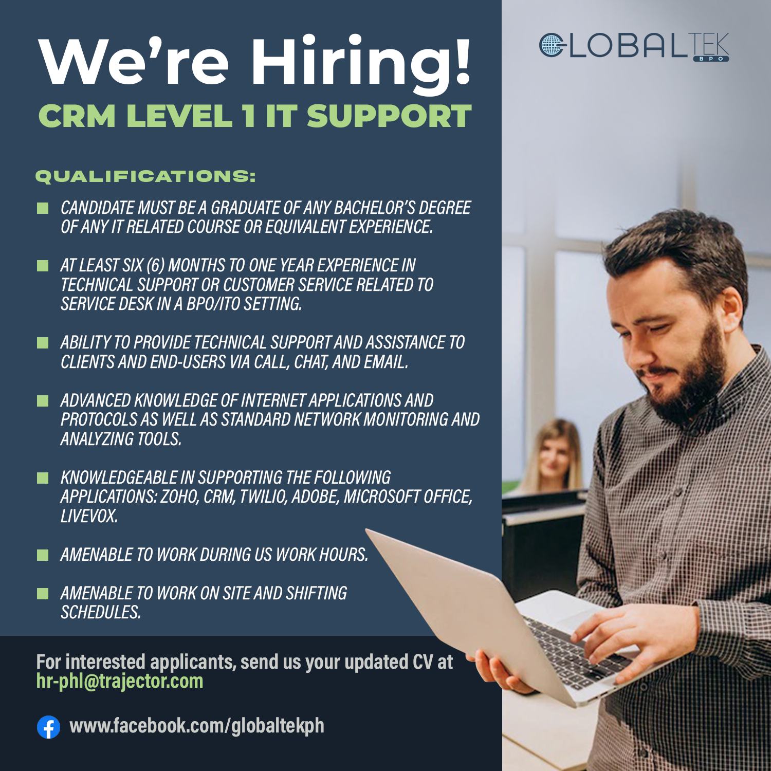 GlobalTek PH - 𝙂𝙡𝙤𝙗𝙖𝙡𝙏𝙚𝙠 𝙋𝙃 𝙞𝙨 𝙘𝙤𝙣𝙩𝙞𝙣𝙪𝙤𝙪𝙨𝙡𝙮 𝙝𝙞𝙧𝙞𝙣𝙜 𝙛𝙤𝙧... | Facebook