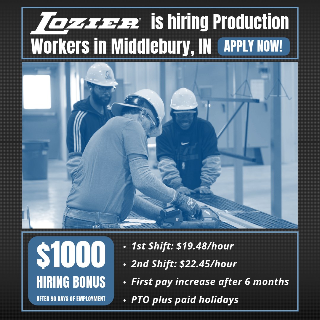 Lozier - Lozier is hiring Production Workers at our Middlebury, Indiana ...