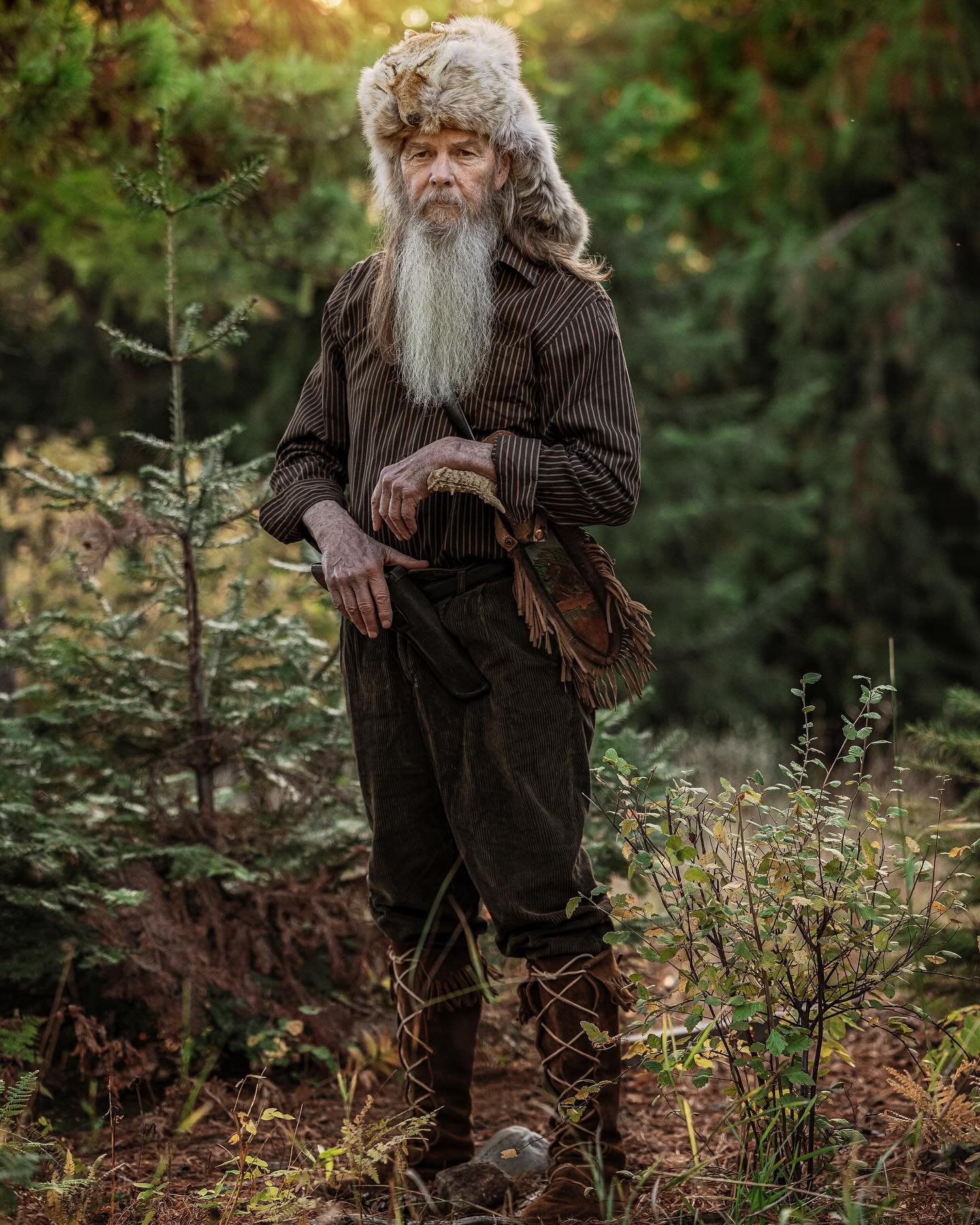 Mountain men living off the land in America's wilderness