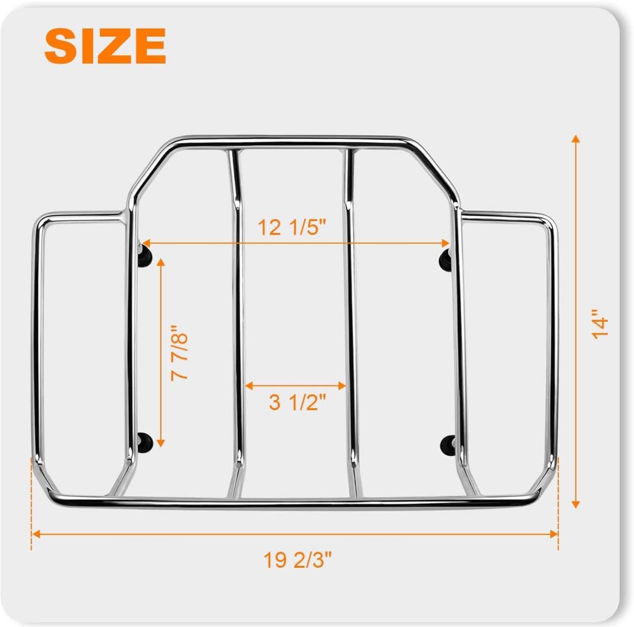 TCT-MT Luggage Rack With LED Light For Harley Touring Models 1993-2013 - Black Die Cast Metal Rack For Tour Pak