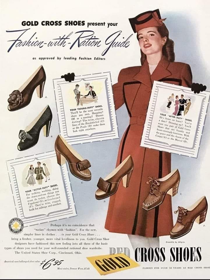 Ad for shoes during the ration period, 1943
