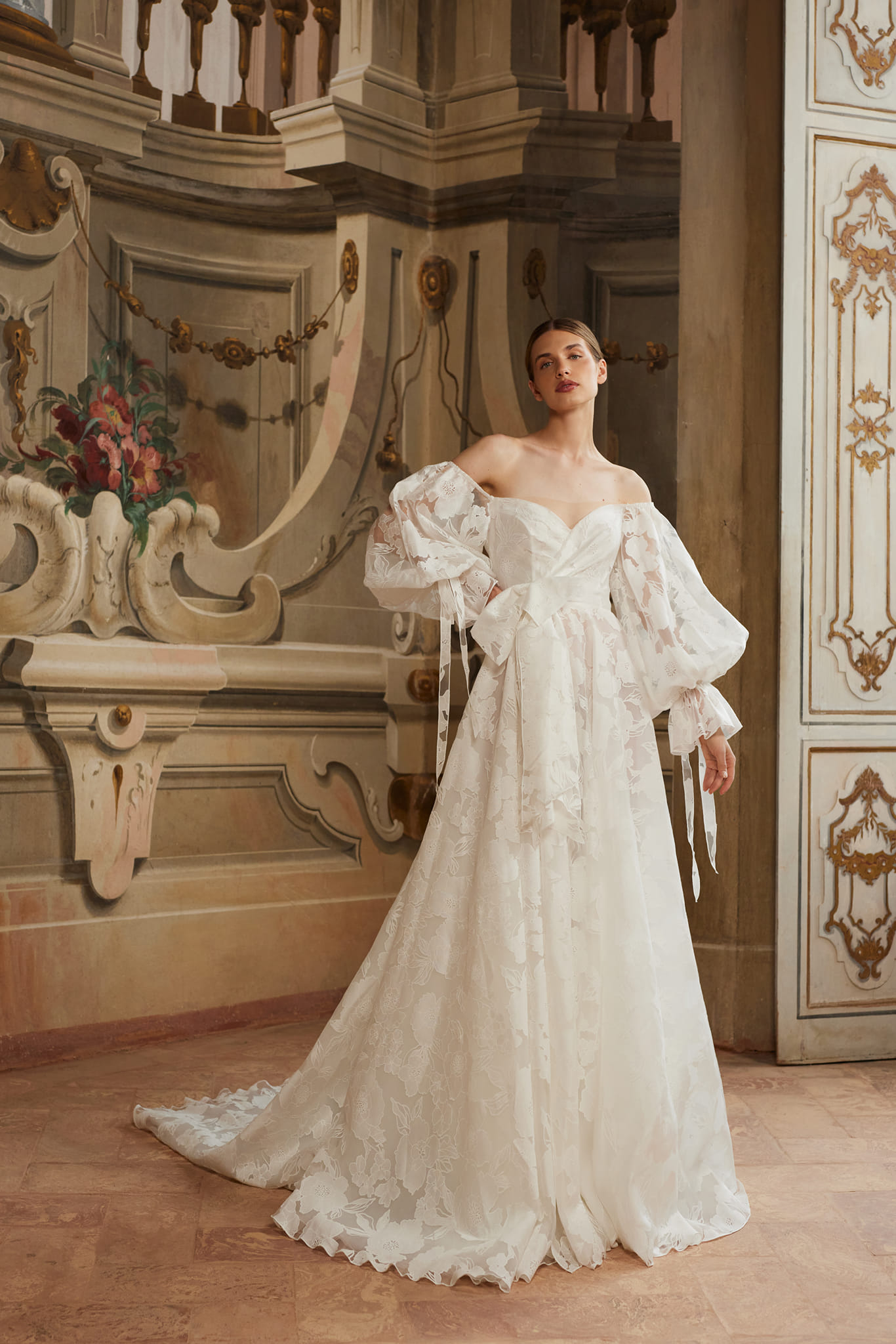 Abito midi in pizzo in Bianco - Self Portrait