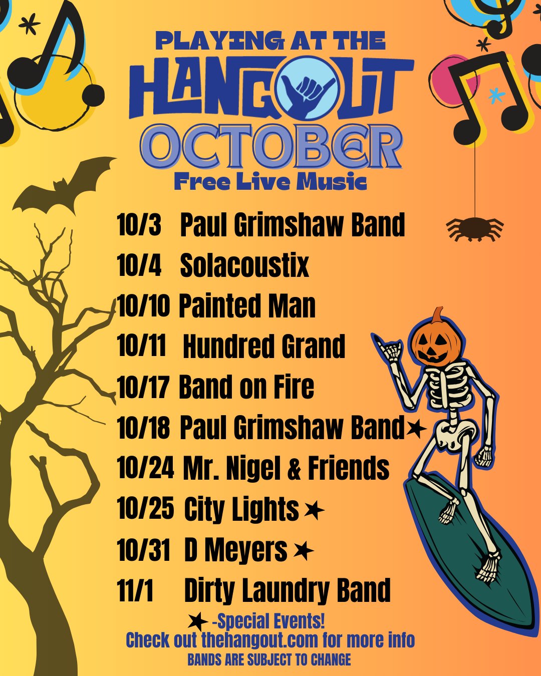 The Hangout - 🎶 October Band Schedule is here at The Hangout Myrtle ...