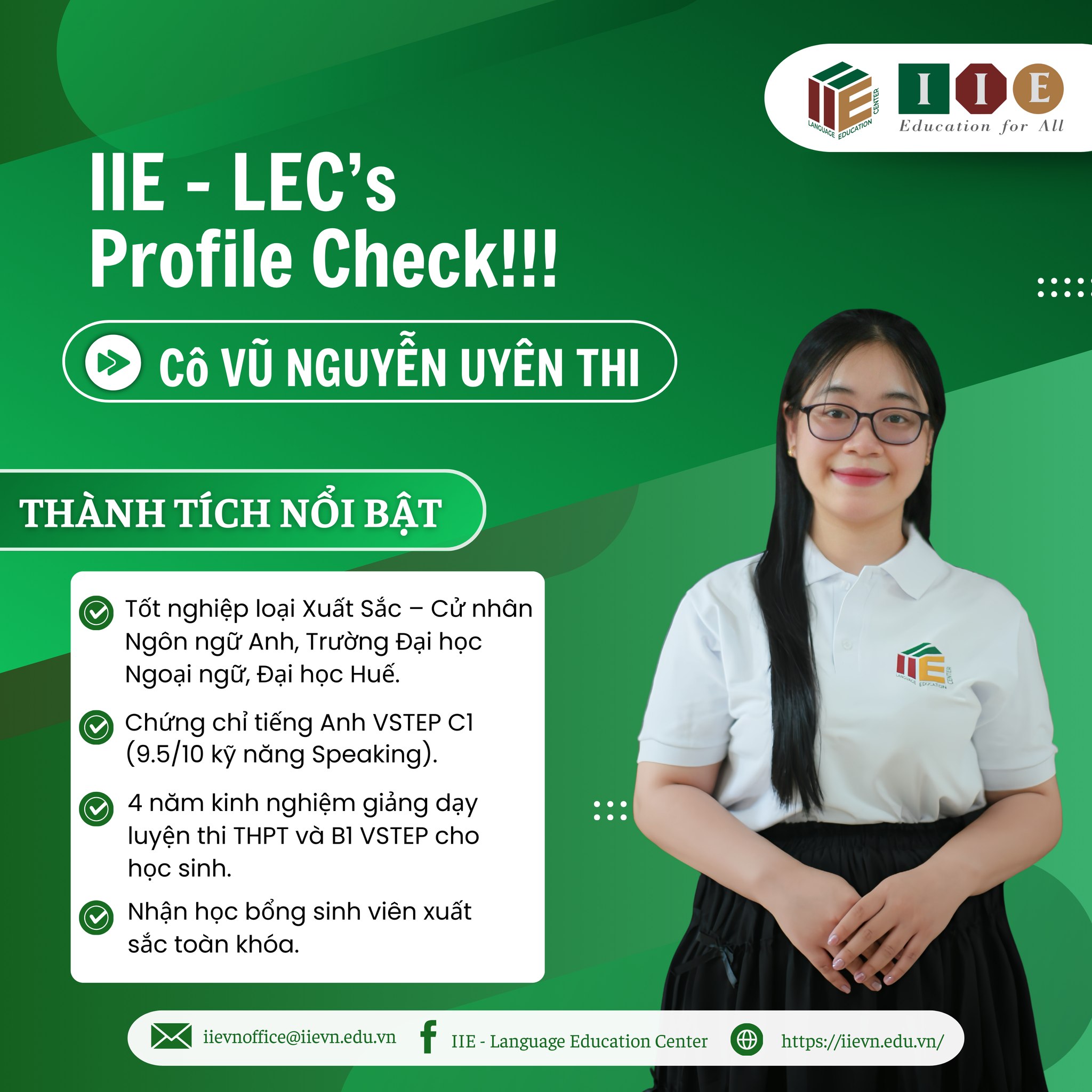 IIE - [IIE - LEC'S PROFILE CHECK!!!] GIỚI THIỆU GIẢNG VIÊN: CÔ VŨ ...