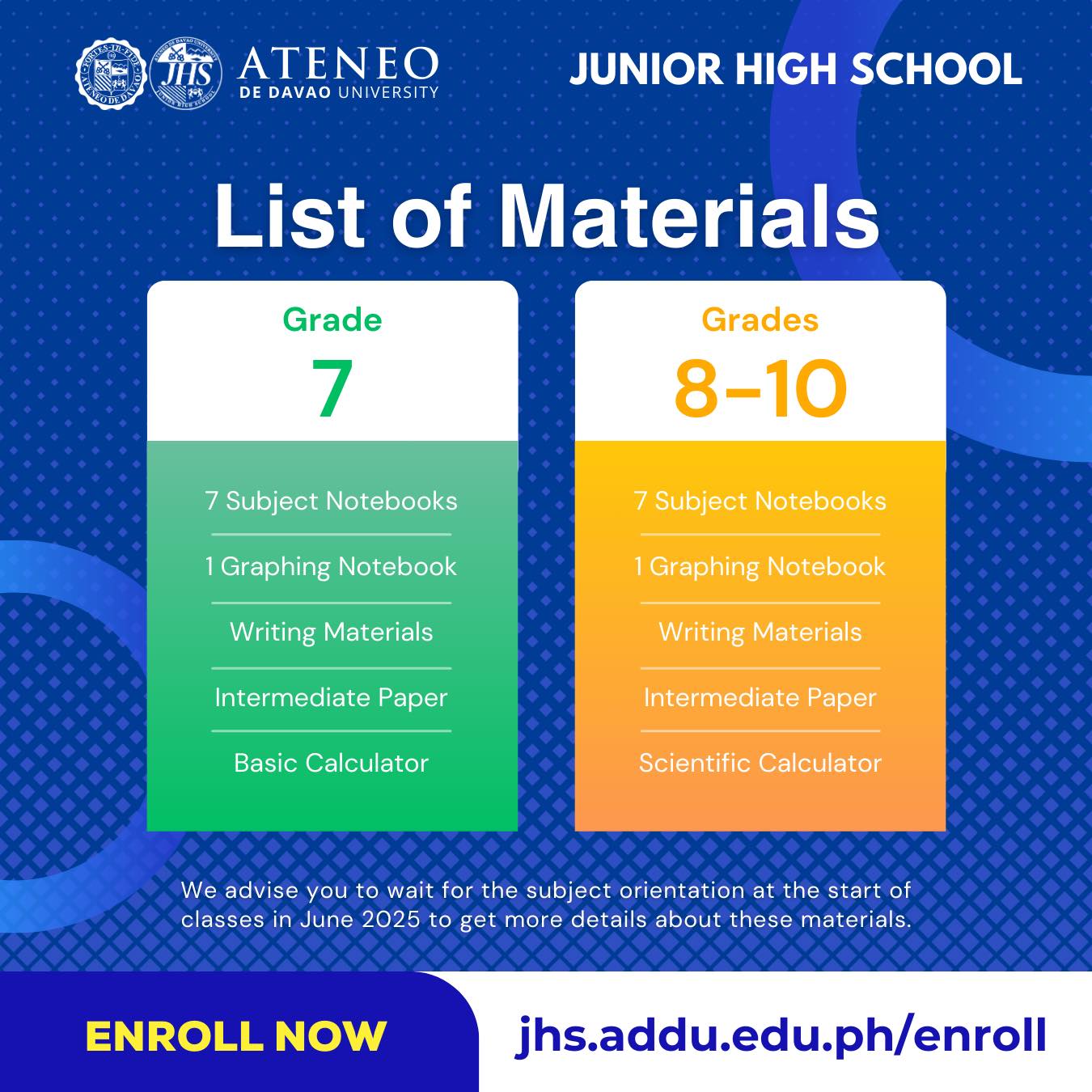 Ateneo - 🎉 Ready for JHS? We are! Check out the poster for the list of ...