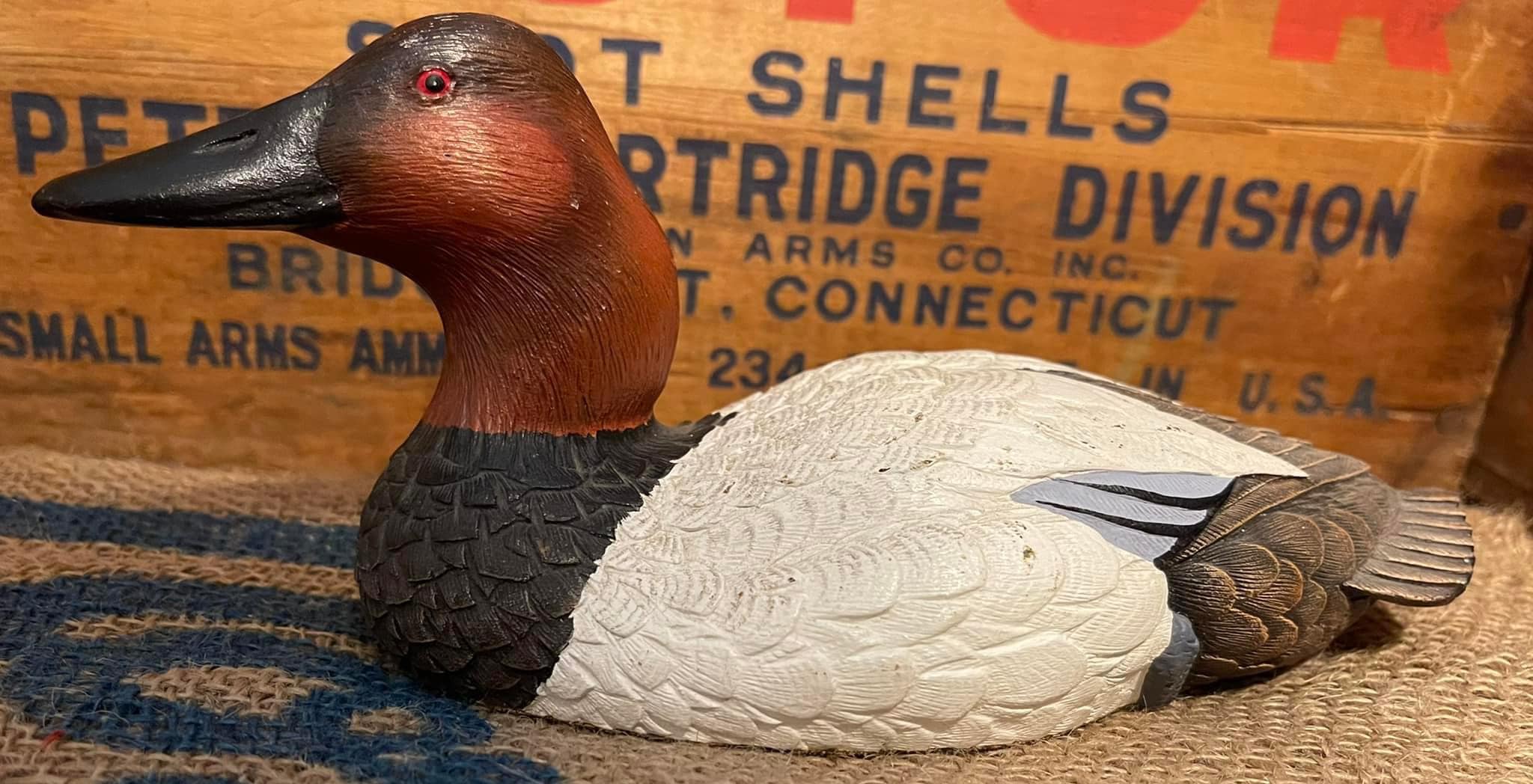 The product is a vintage hand-carved canvasback duck decoy signed  display picture 1