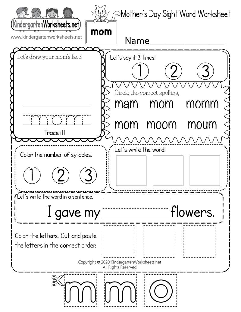 Kindergarten Worksheets - We have a free sight word worksheet for the ...