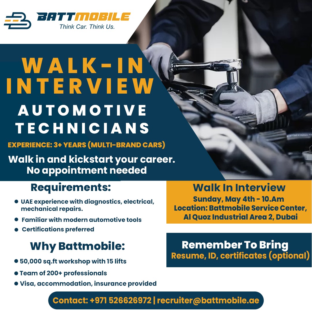 Battmobile - We are hiring! We are conducting walk-in interviews for ...