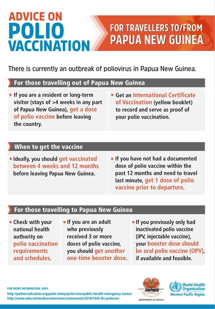 Front Line Pacific - Polio advisory for travelers to and from Papua New ...