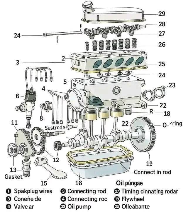 How - 🔧🚗 How to Understand a Car Engine (Exploded View) This diagram ...