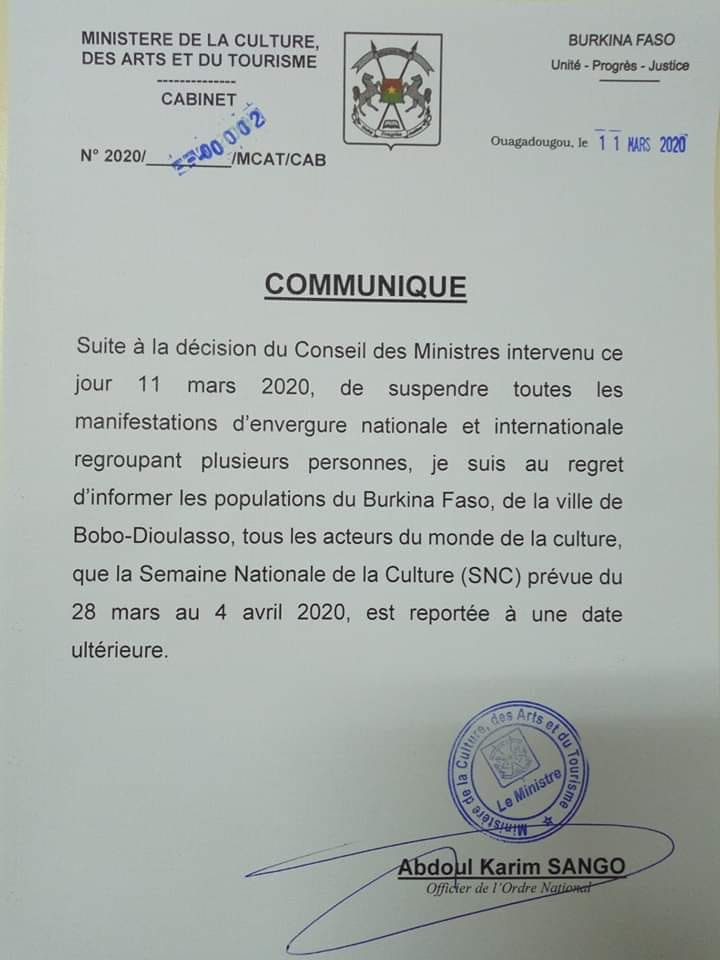 Kulture Kibaré - #Note officielle du #report de la... | Facebook