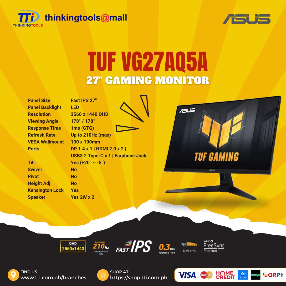 Victory at every frame. The ASUS TUF VG27AQ5A Gaming Monitor 